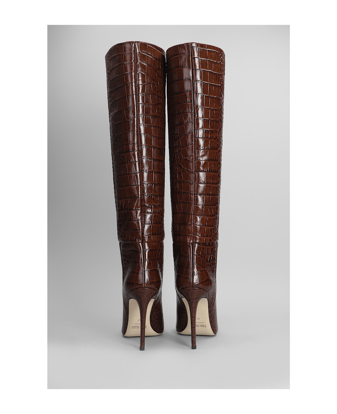 Paris Texas Stiletto Boot High Heels Boots In Brown Leather - brown