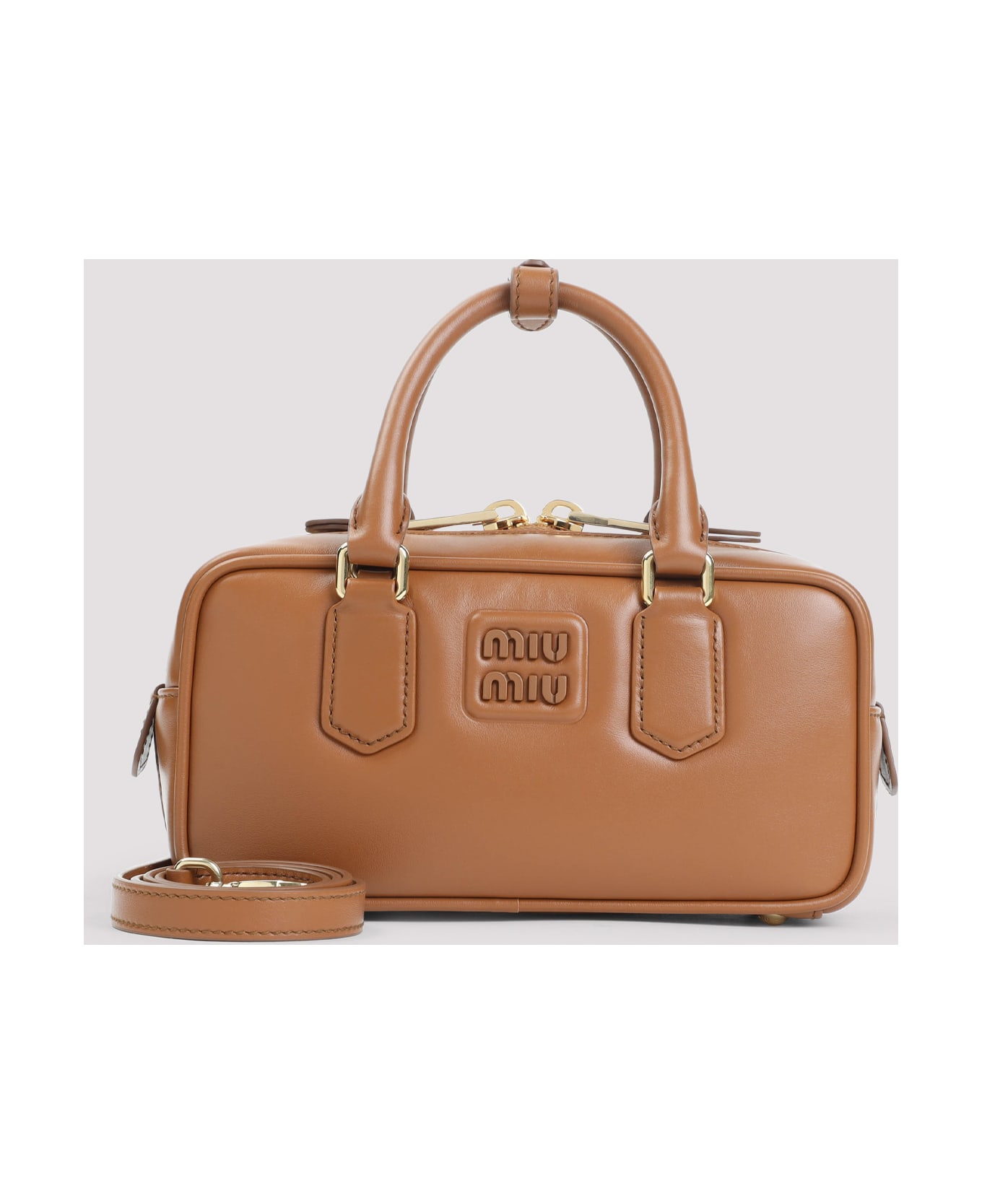 Miu Miu Arcadie Calf Leather Handbag - Cognac