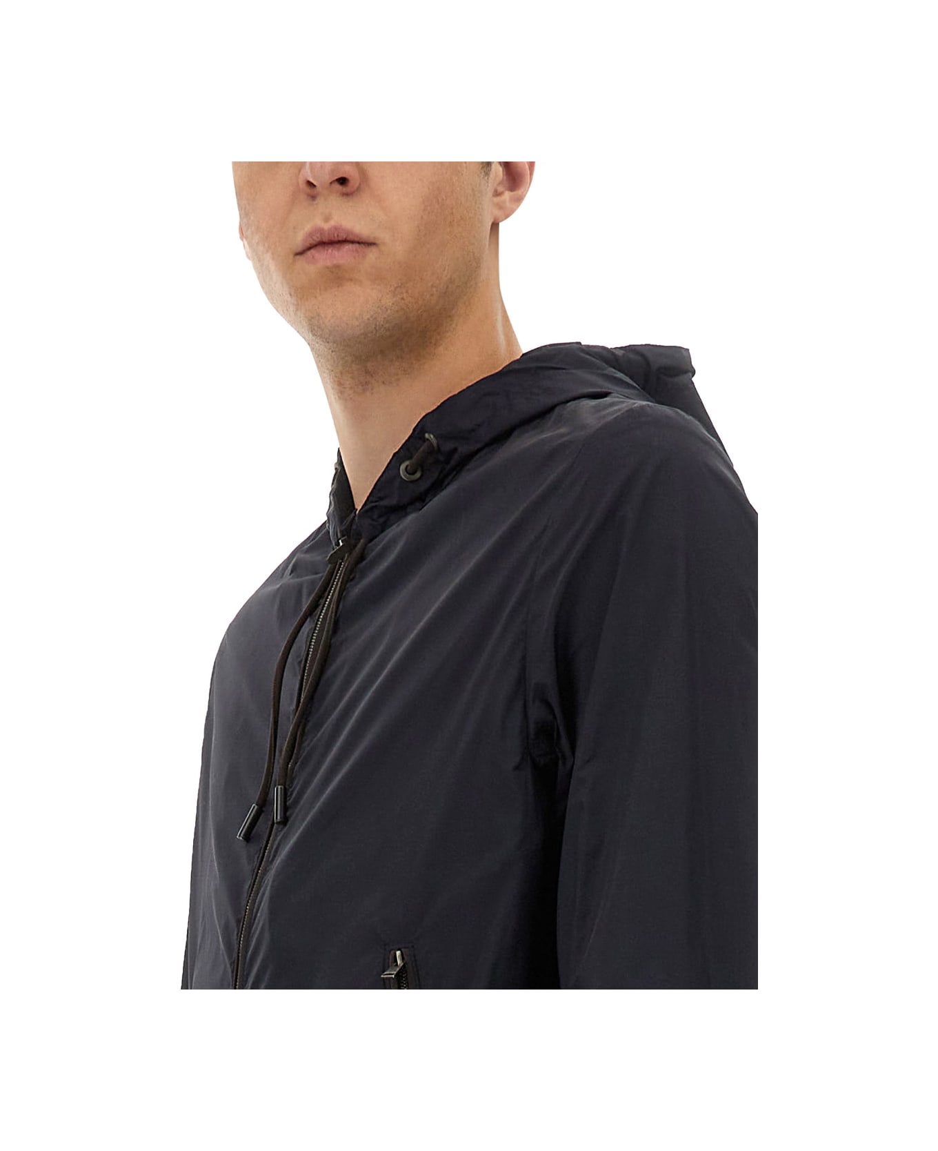 Hugo Boss "l-calfo1" Jacket With Hood And Zipper - BLUE