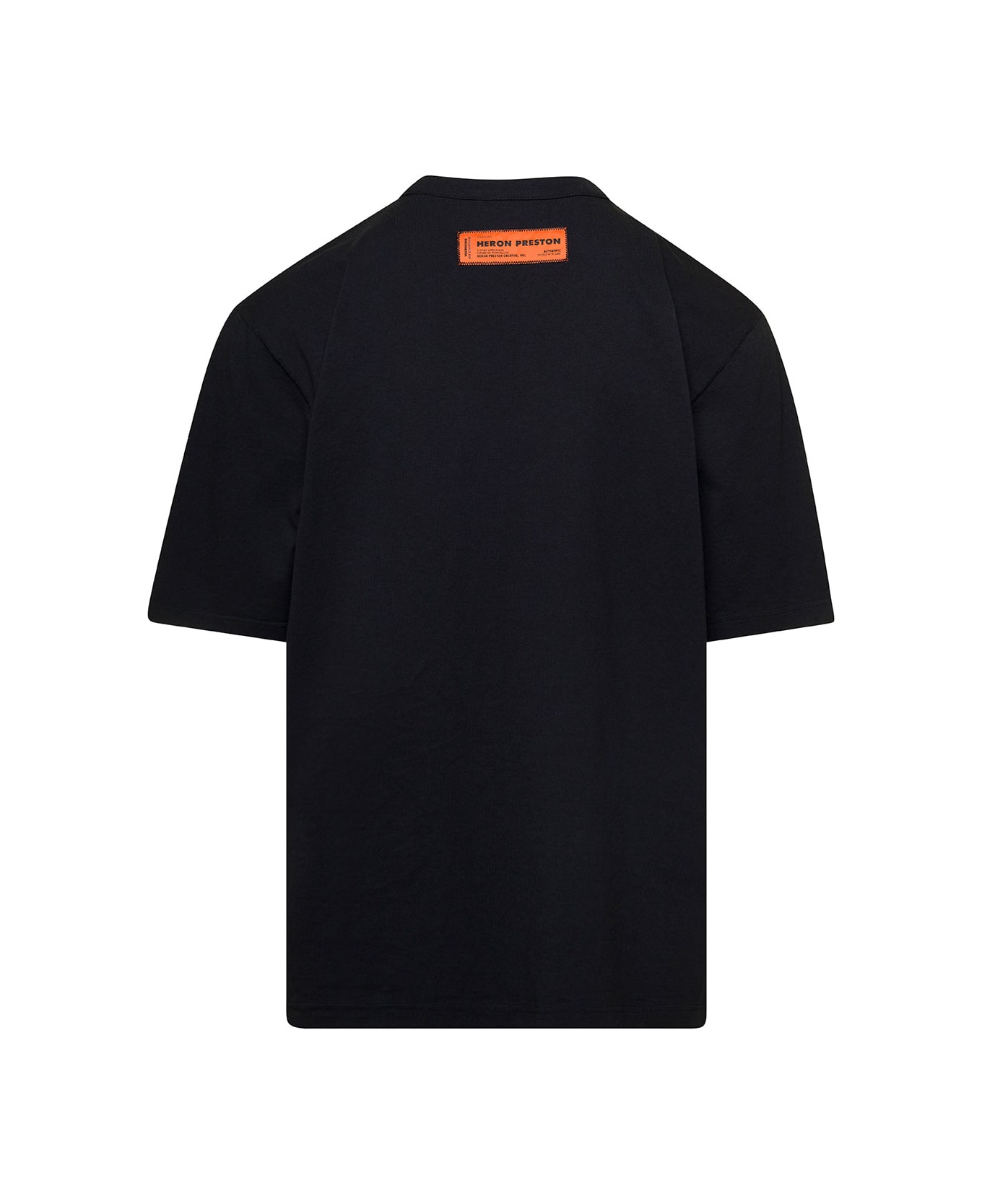 HERON PRESTON Black T-shirt With Contrasting Logo Print In Cotton Man - Black