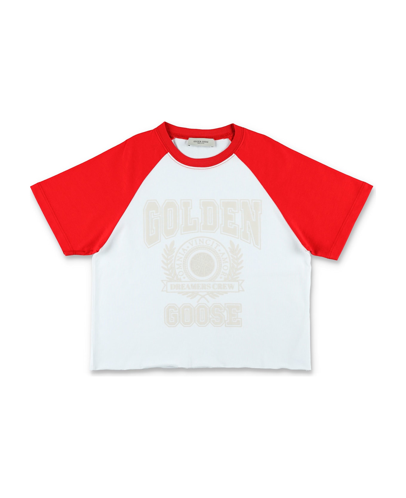 Golden Goose Kid - Crop Raglan T-shirt - WHITE/HAUTE RED