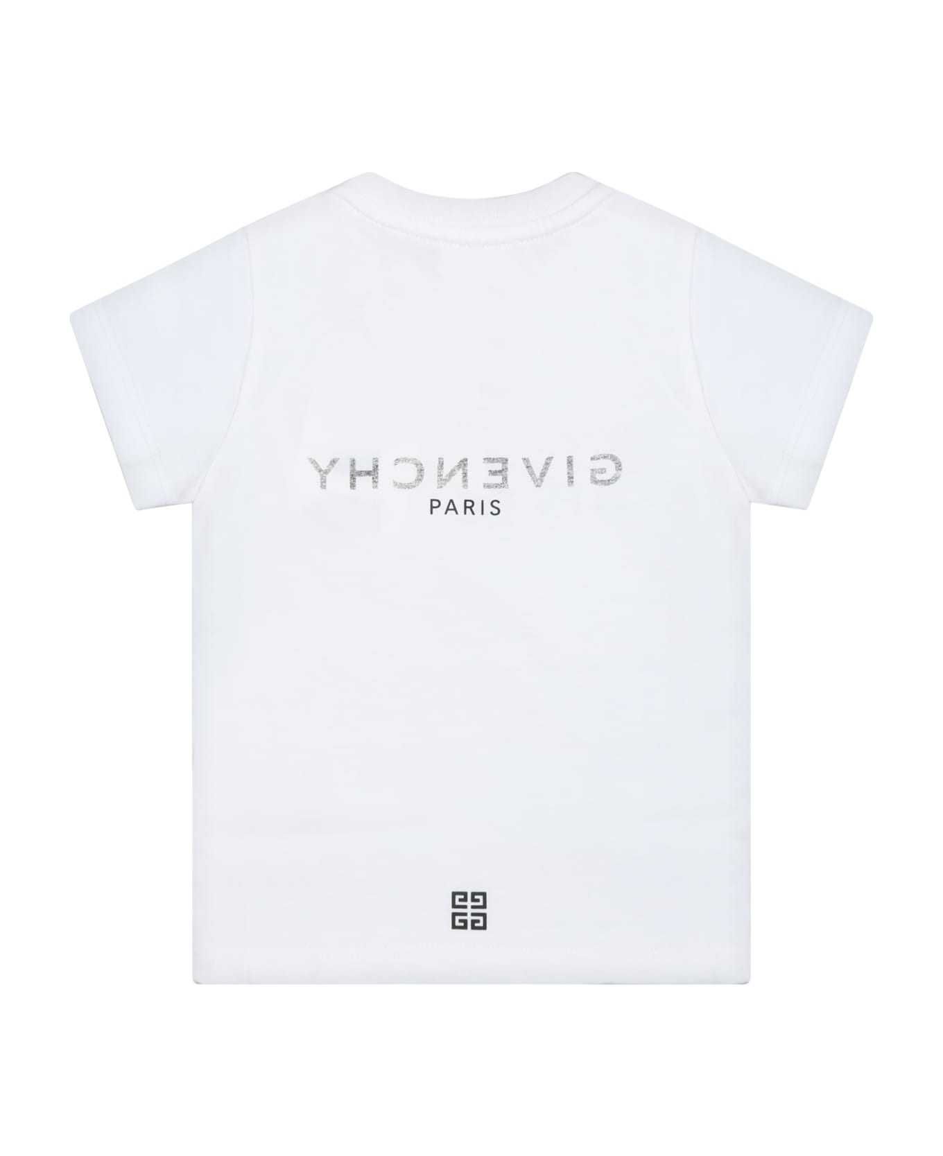 Givenchy White T-shirt For Babykids With Black Logo - White