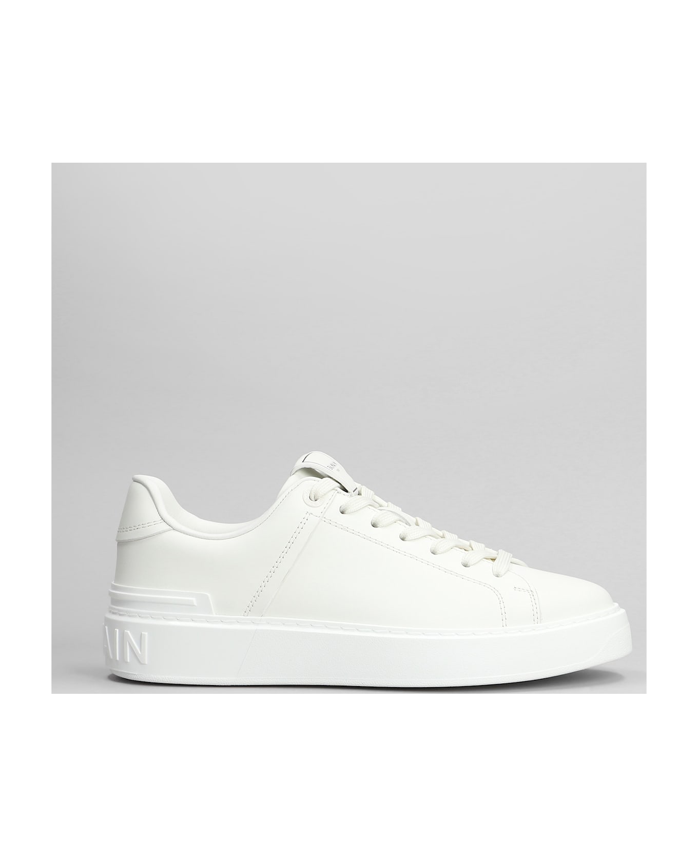 Balmain B Court Sneakers In White Leather - white