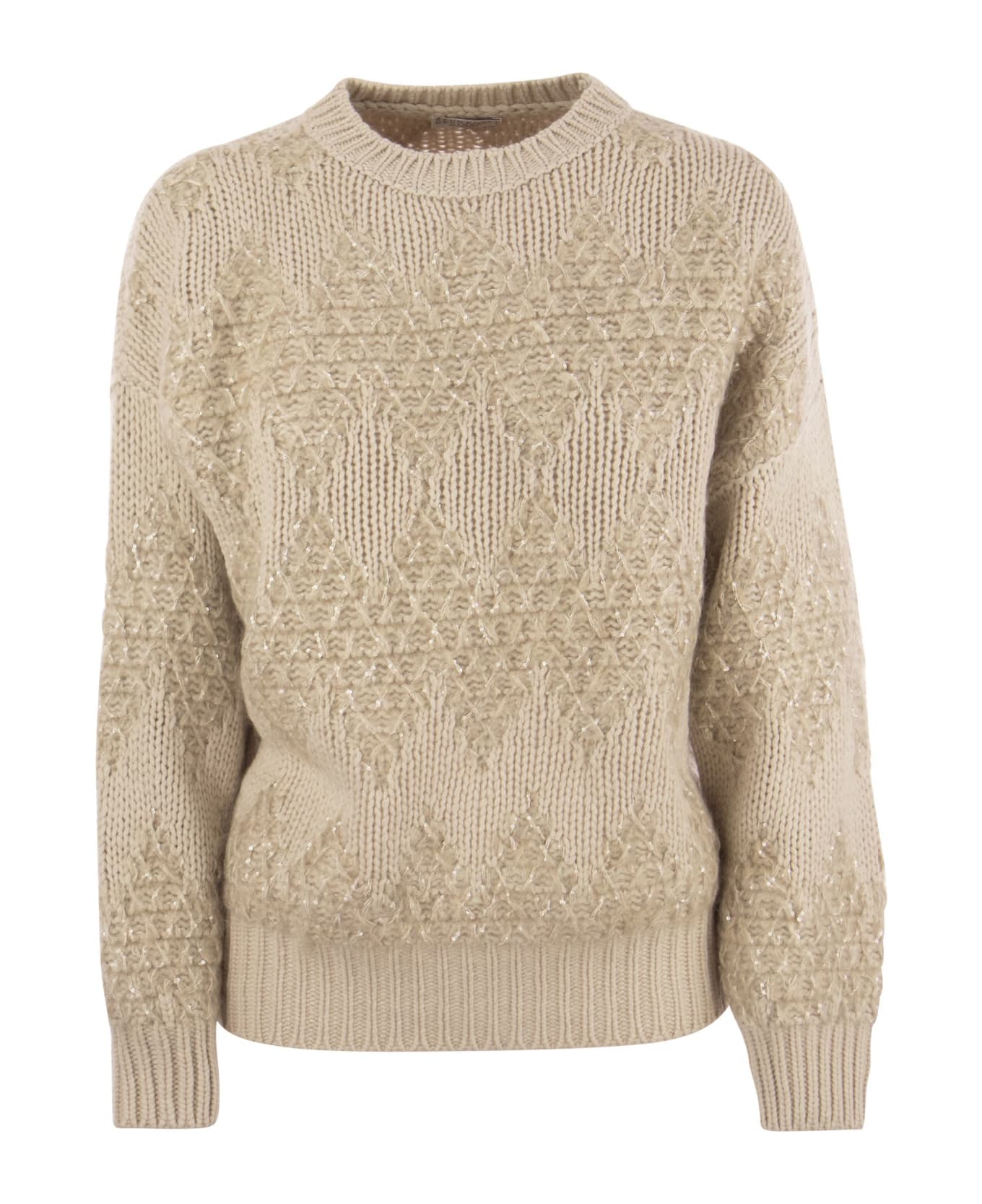 Brunello Cucinelli Wool, Silk And Cashmere Sweater - Beige ニットウェア