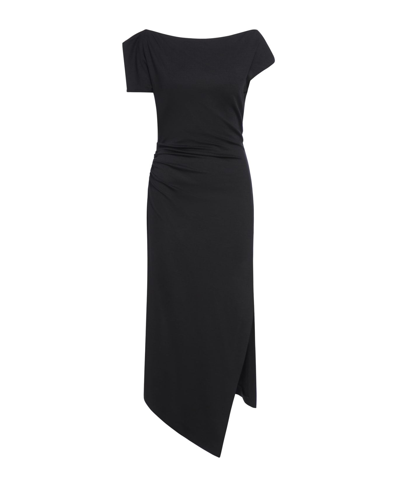 Del Core Cold Shoulder Draped Gown - Black
