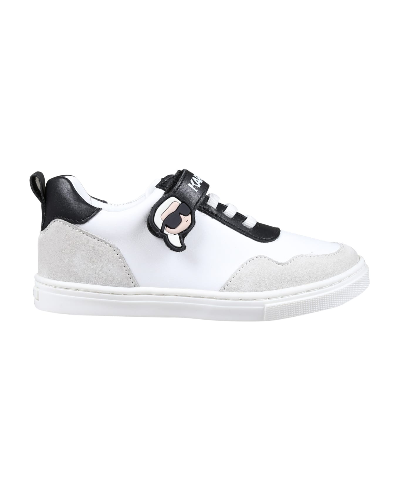 Karl Lagerfeld Kids White Low Sneakers For Kids - White