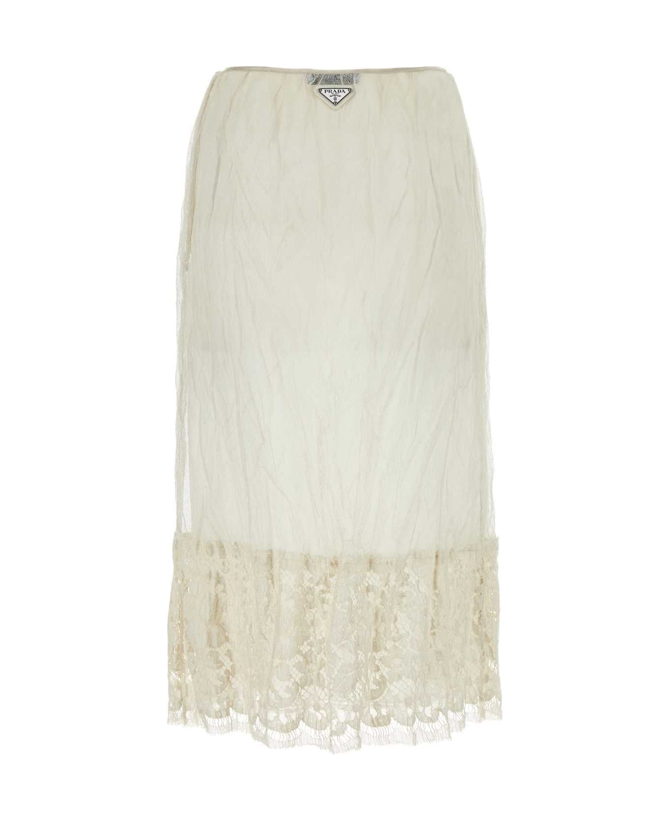 Prada Ivory Mesh Skirt - NATURALE スカート