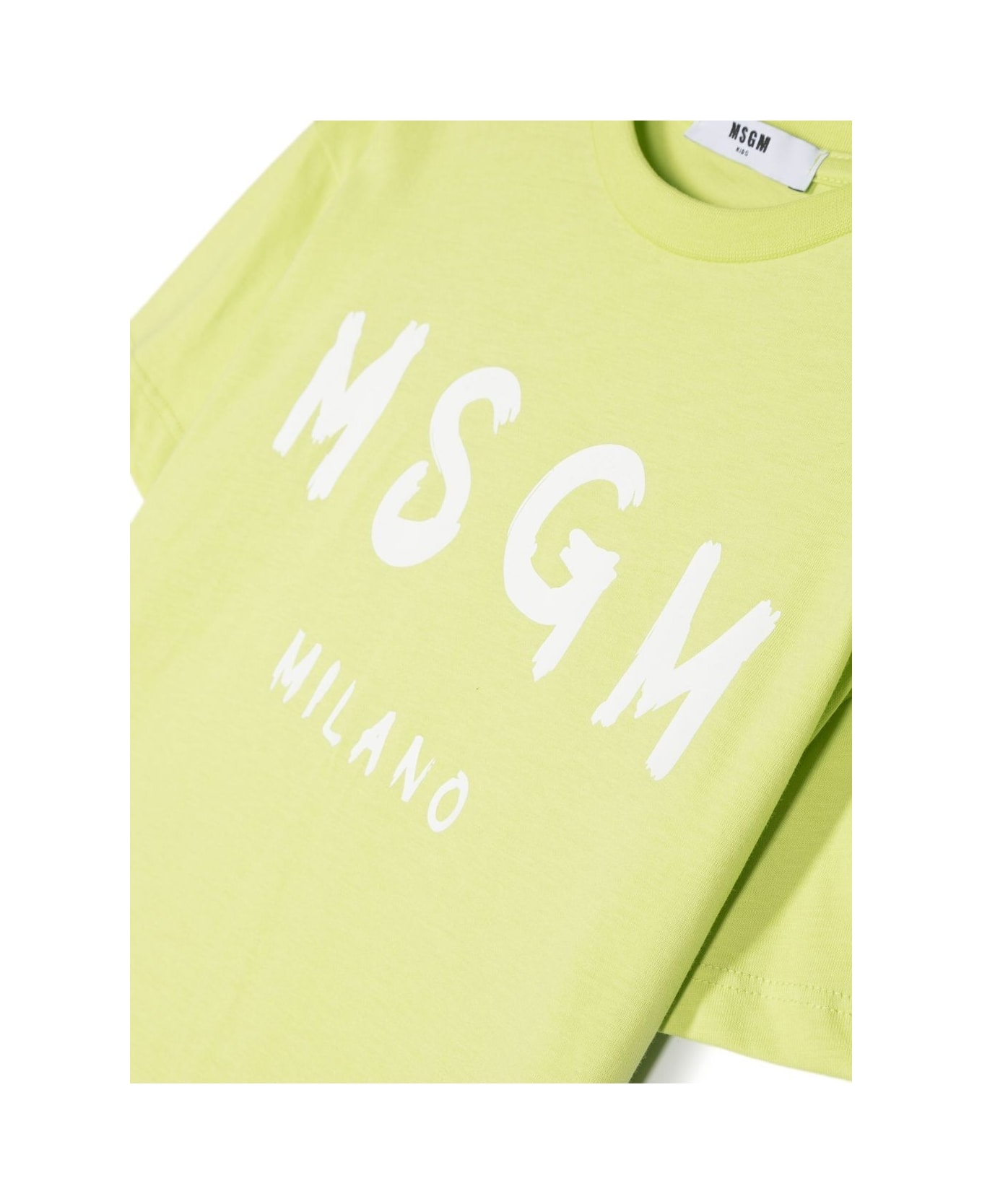 MSGM T-shirt Gialla Con Logo Bianco - Yellow