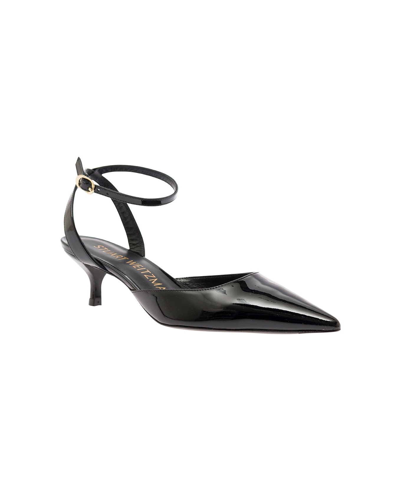 Stuart Weitzman 'barelythere' Black Pumps With Ankle Strap In Patent Leather Woman - Black ハイヒール