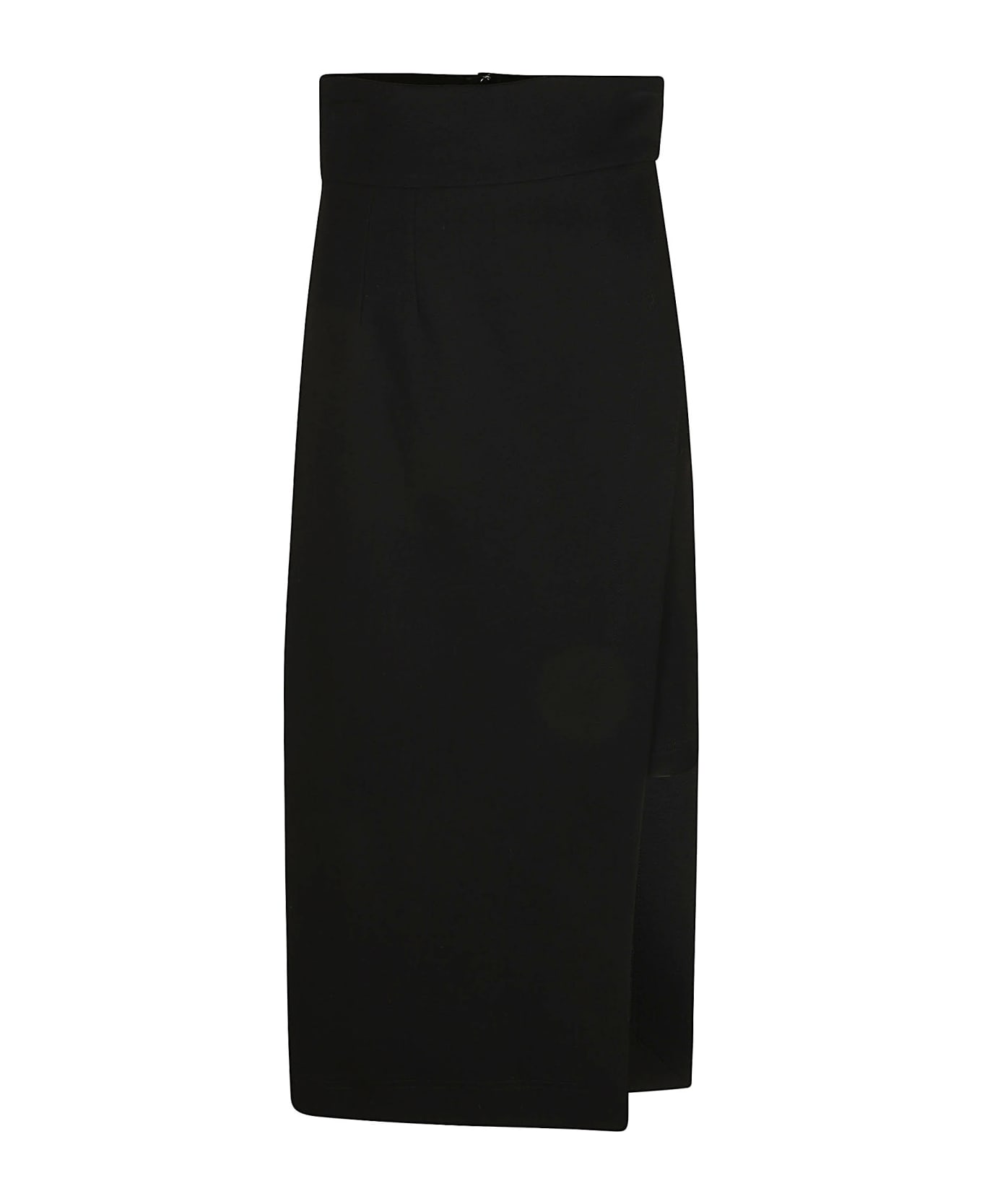 Dolce & Gabbana Side Slit Asymmetric Plain Skirt - Black