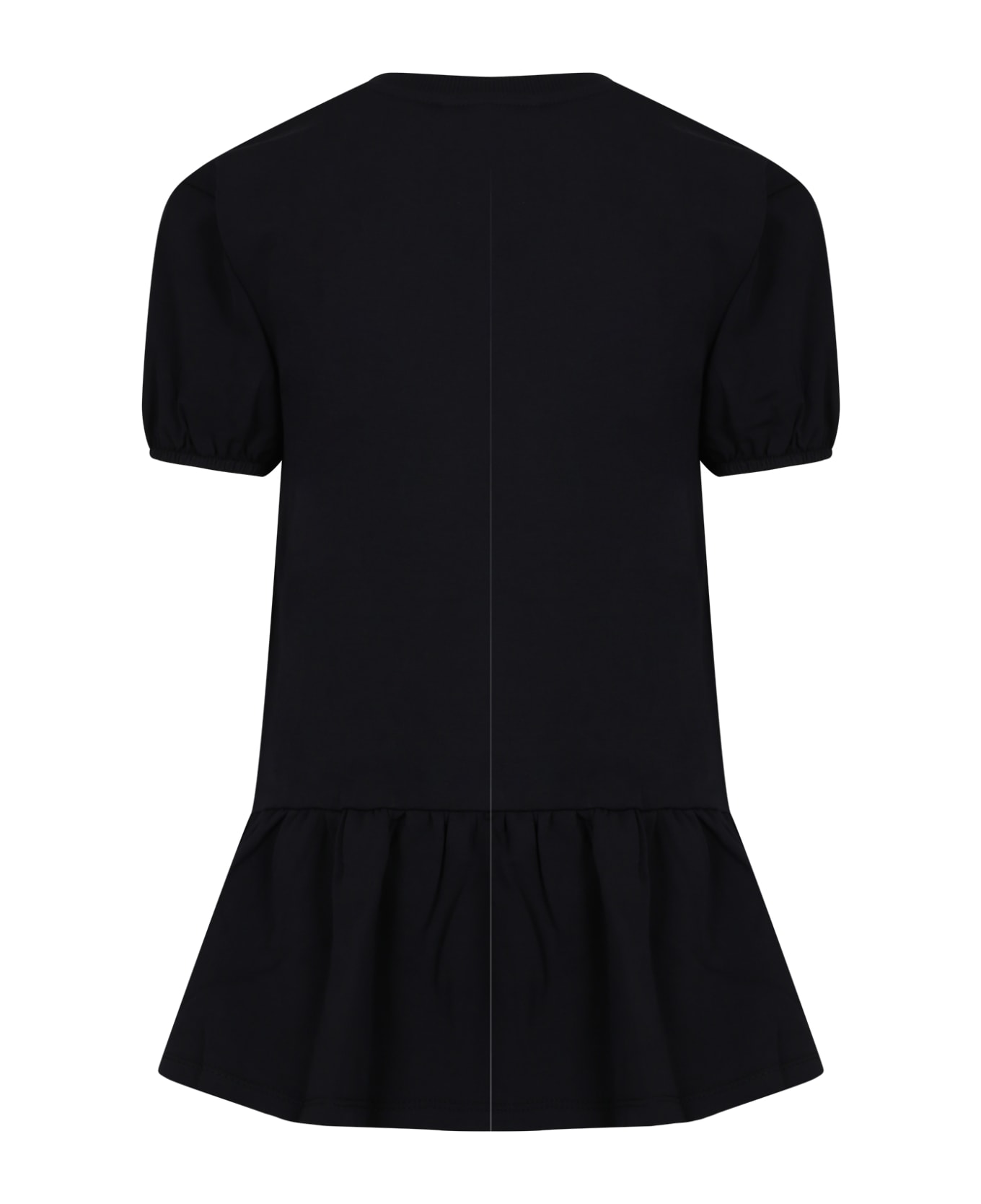 Moschino Black Dress For Girl With Teddy Bear And Logo - Black