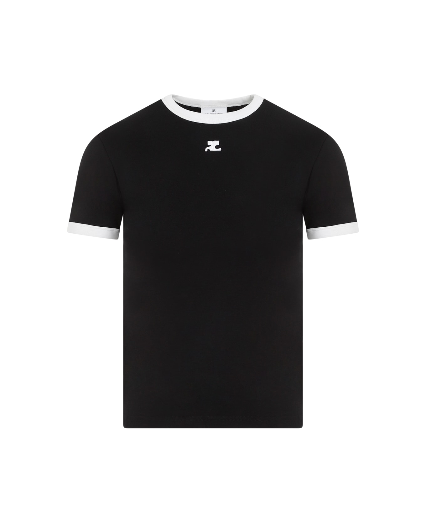 Courrèges Bumpy Contrast T-shirt Reedition - Black Heritage White Tシャツ