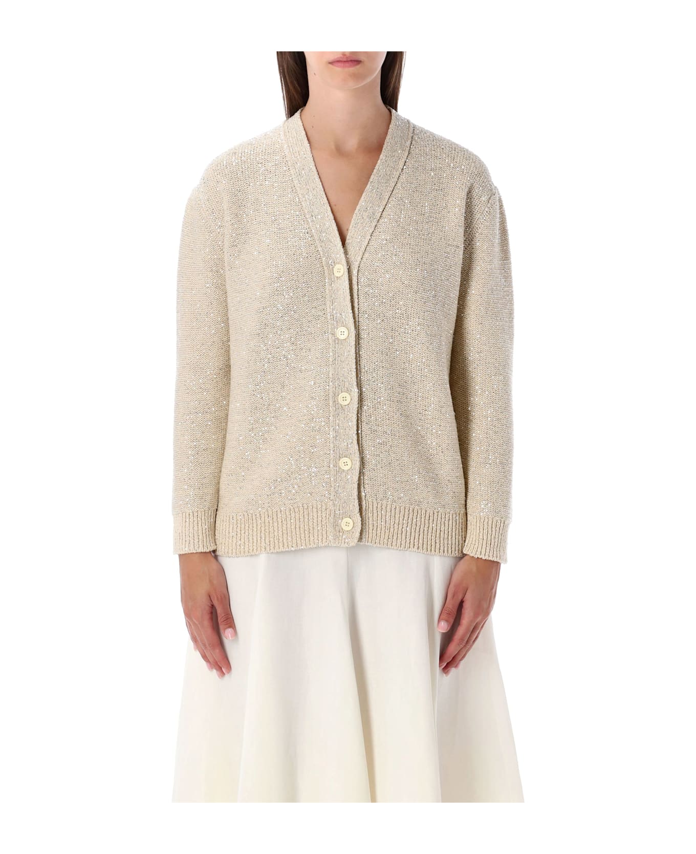 Fabiana Filippi Cotton Cardigan With Sequins - VANILLA