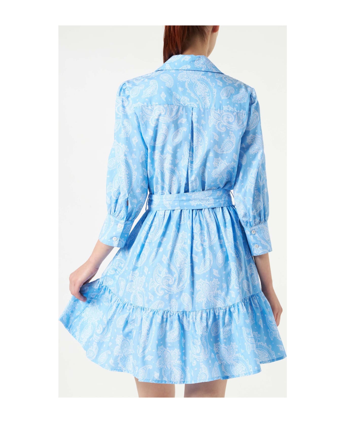 MC2 Saint Barth Paisley Print Cotton Short Dress Daisy - BLUE