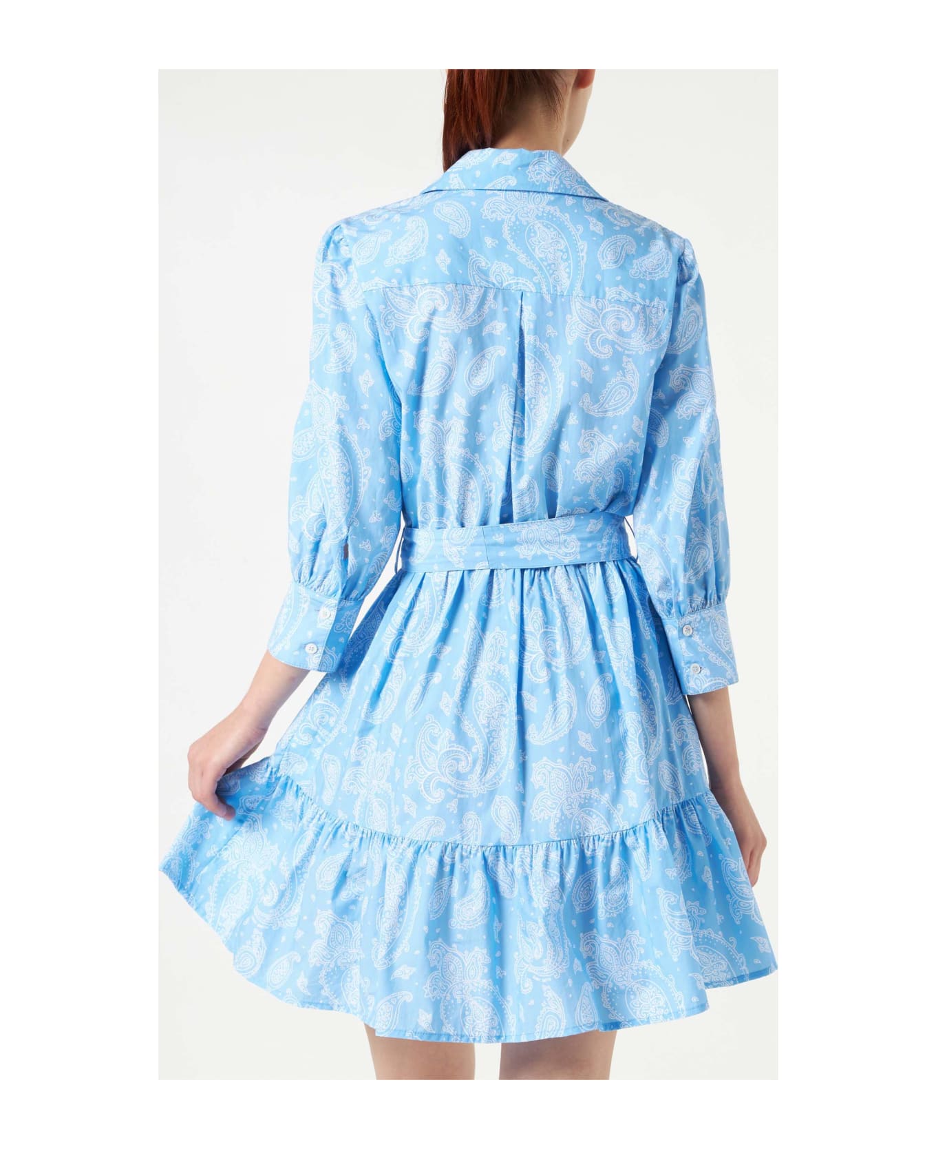 MC2 Saint Barth Paisley Print Cotton Short Dress Daisi - BLUE