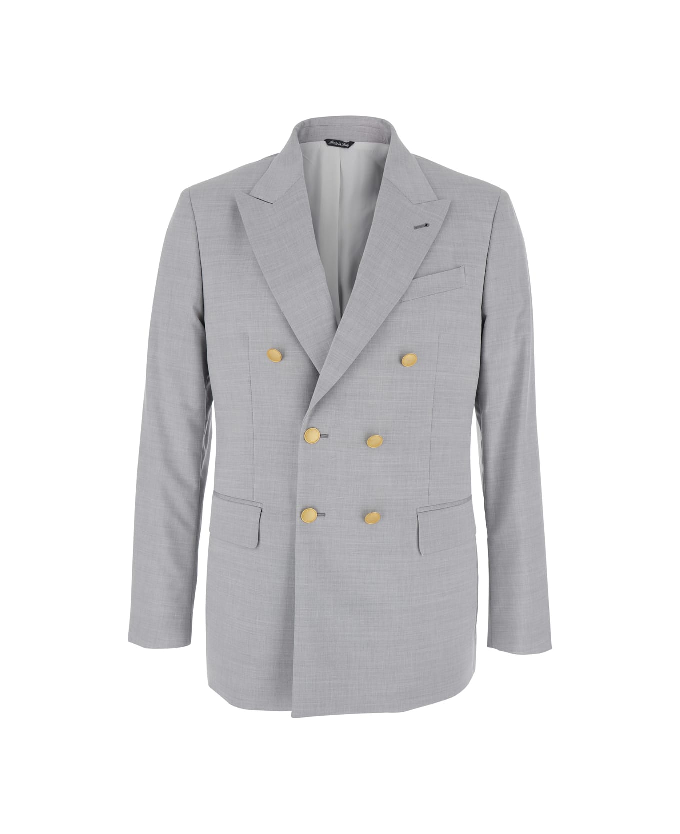 Reveres 1949 Grey Double Breasted Jacket With Peak Lapels In Virgin Wool And Cotton Blend Woman - Grey