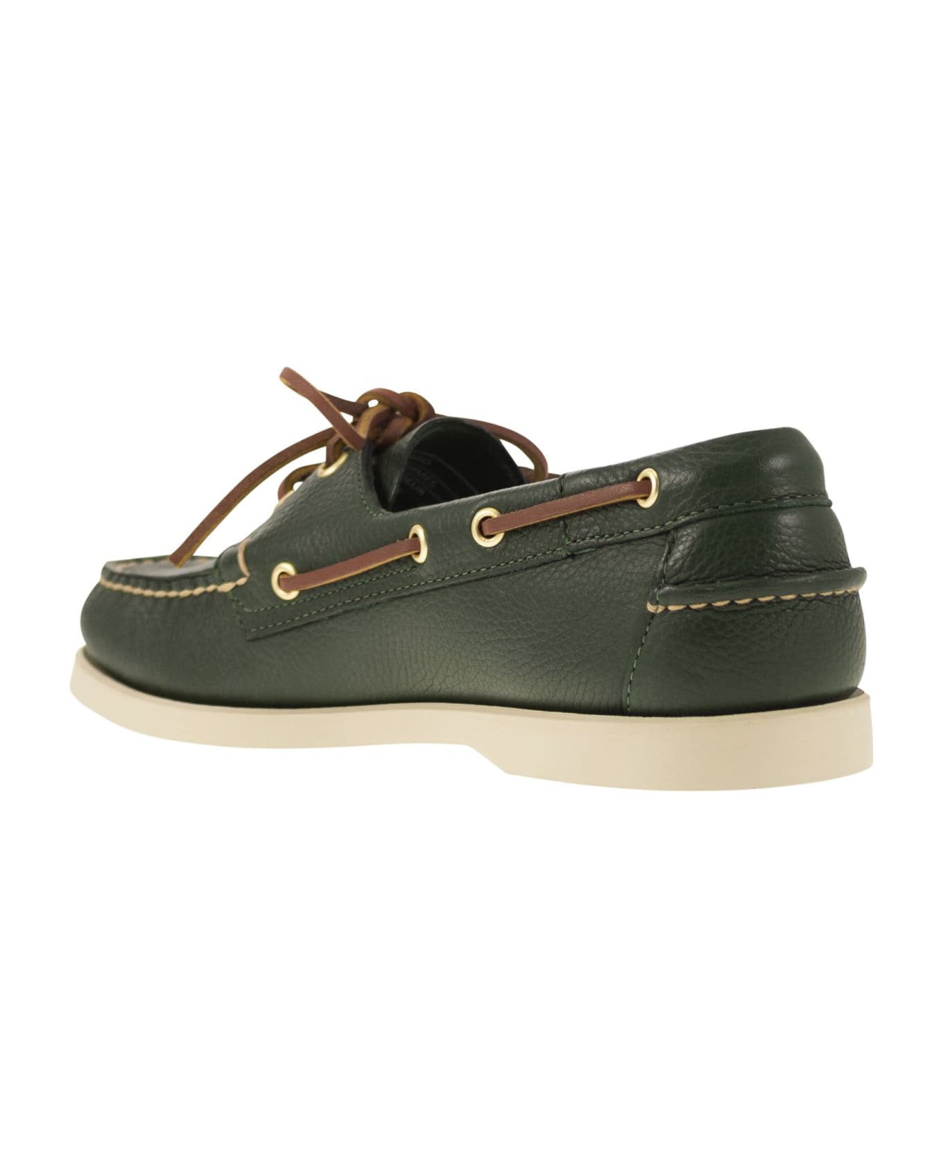 Sebago Portland - Moccasin With Grained Leather - Green