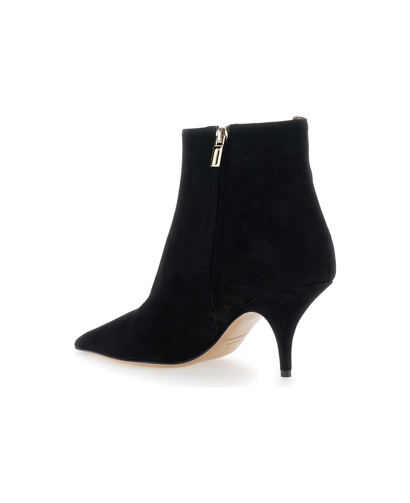 Ferragamo 
agia
 Black Ankle Boots With Cut-out Detail And Stiletto Heel In Suede Woman - Black