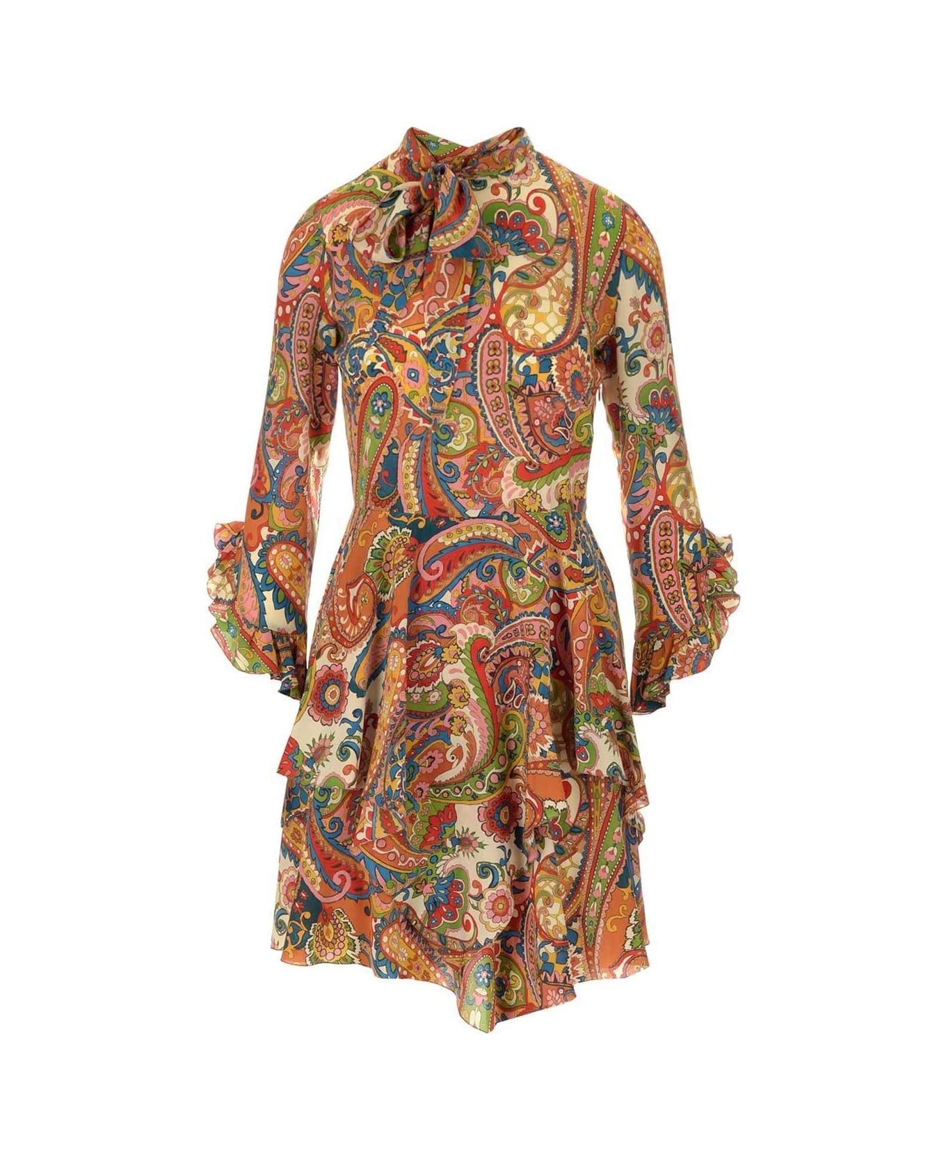 Etro Ruffled Paisley Print Mini Dress Etro - MULTICOLOR