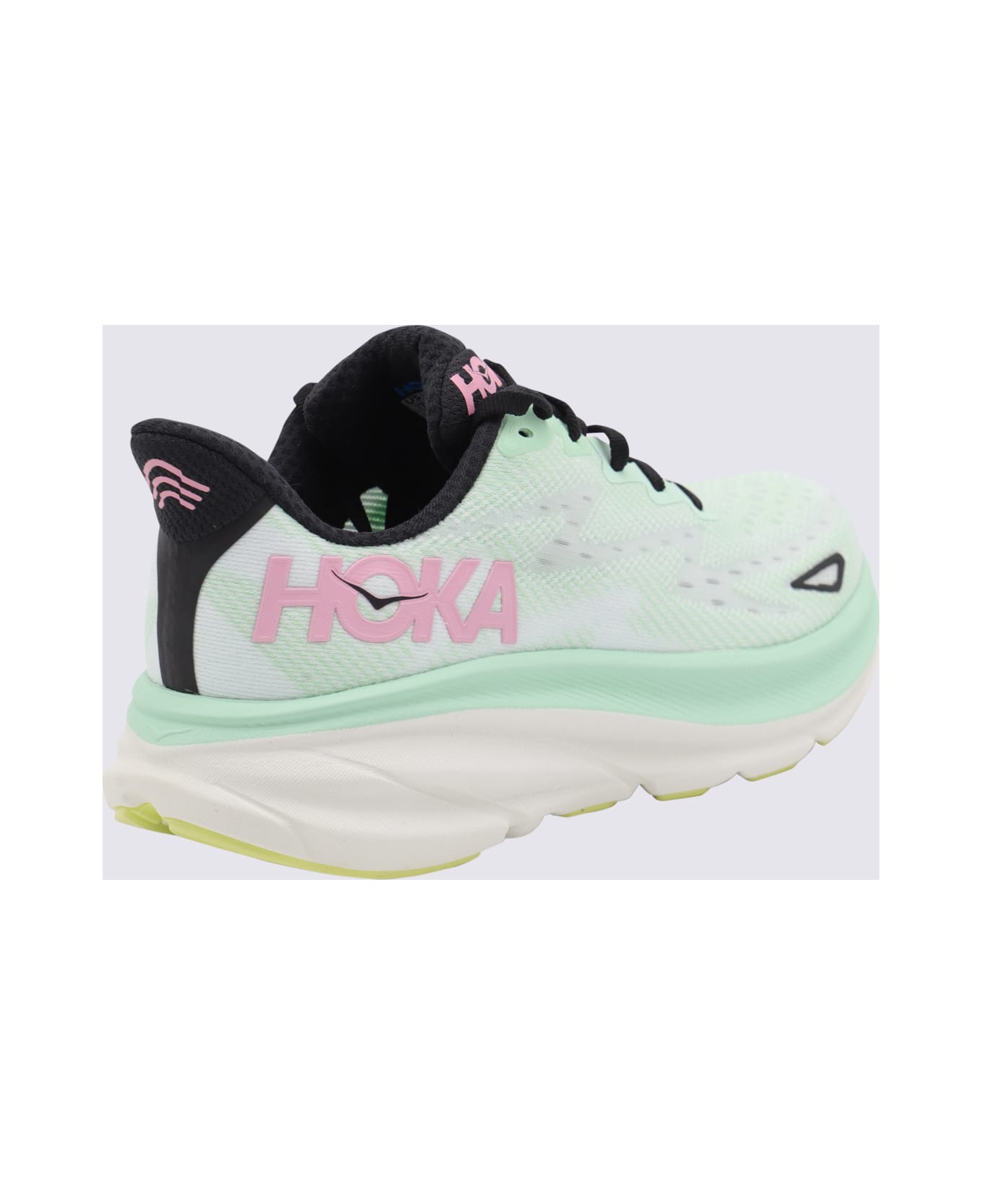 Hoka Light Green And Pink Clifton Sneakers