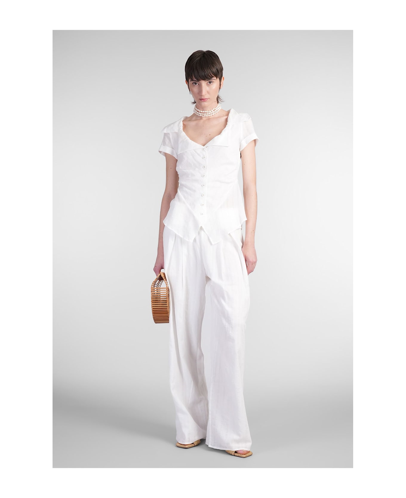 Cult Gaia Sisley Pants In White Cotton - white