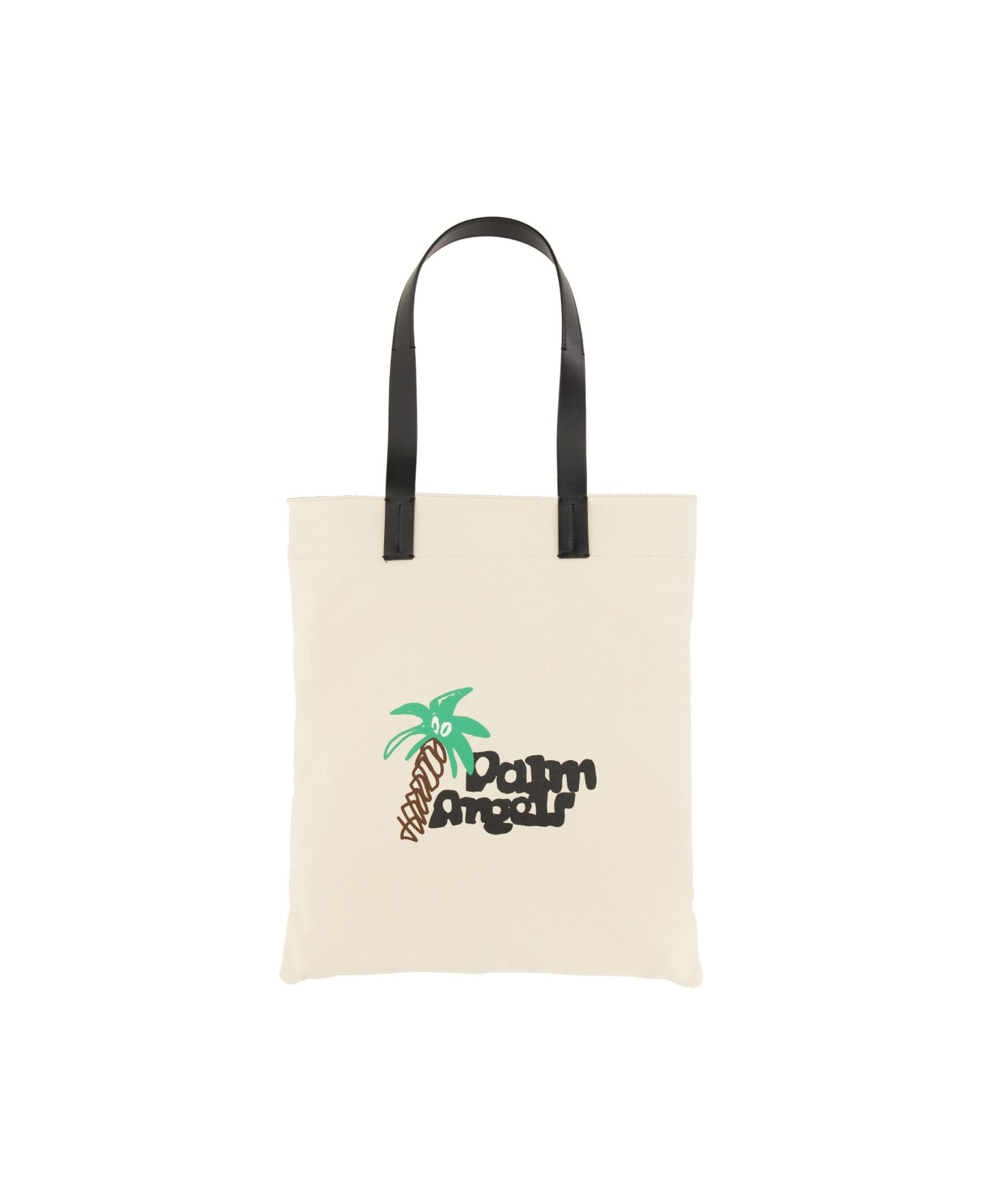 Palm Angels Cotton Canvas Shopping Bag - WHITE