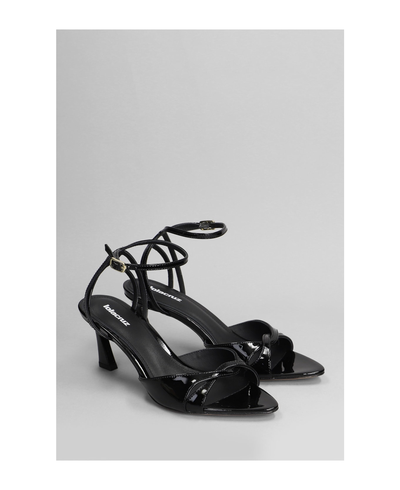 Lola Cruz Bianca 65 Sandals In Black Patent Leather - black