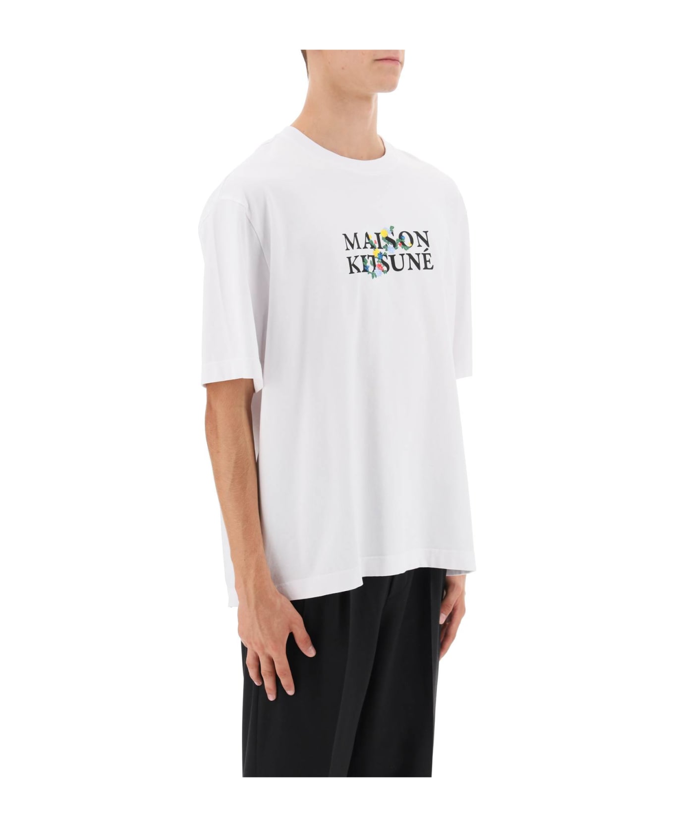 Maison Kitsuné Flowers Logo Oversized T-shirt - WHITE (White)