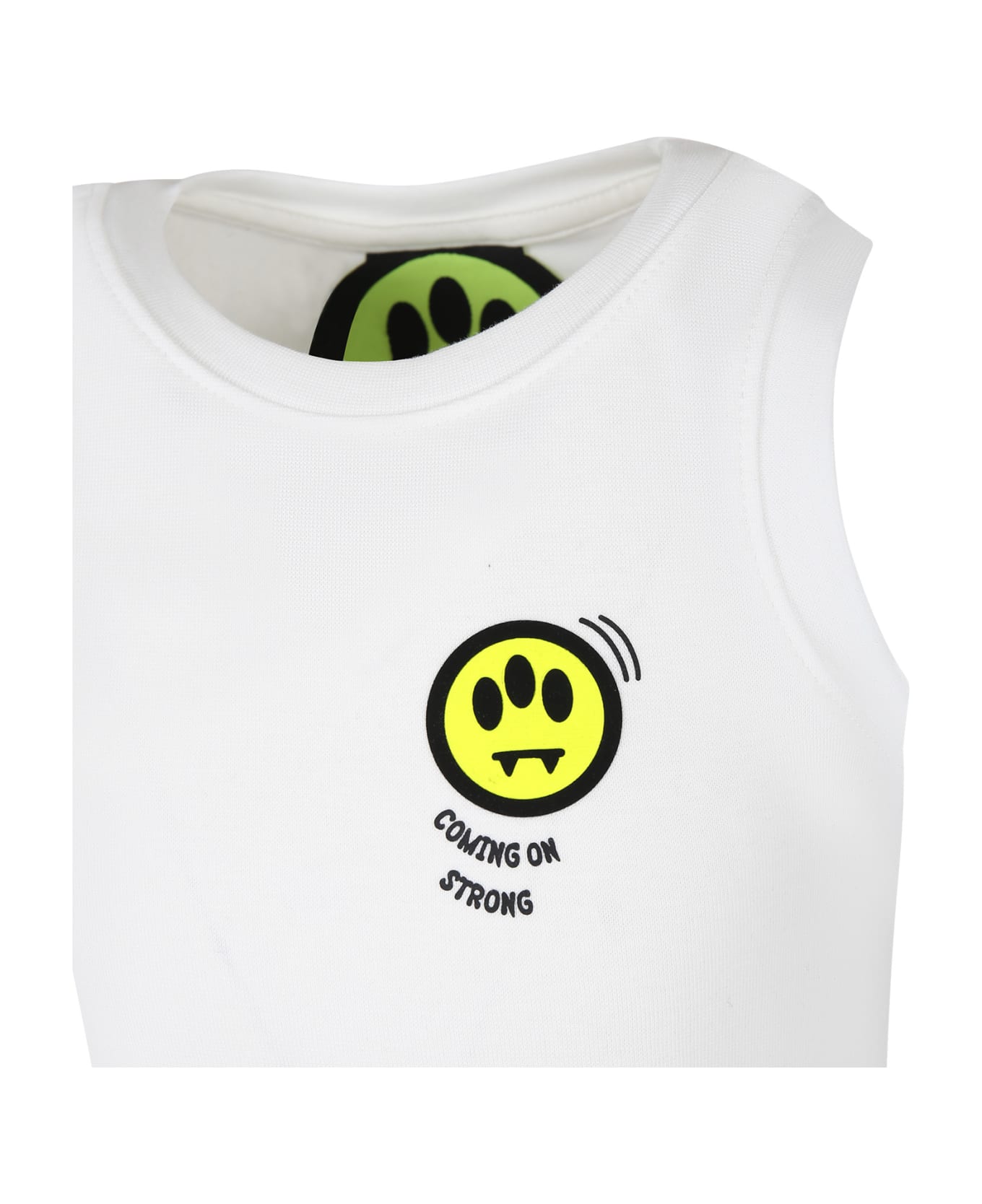 Barrow White Tank Top For Girl With Logo - White Tシャツ＆ポロシャツ