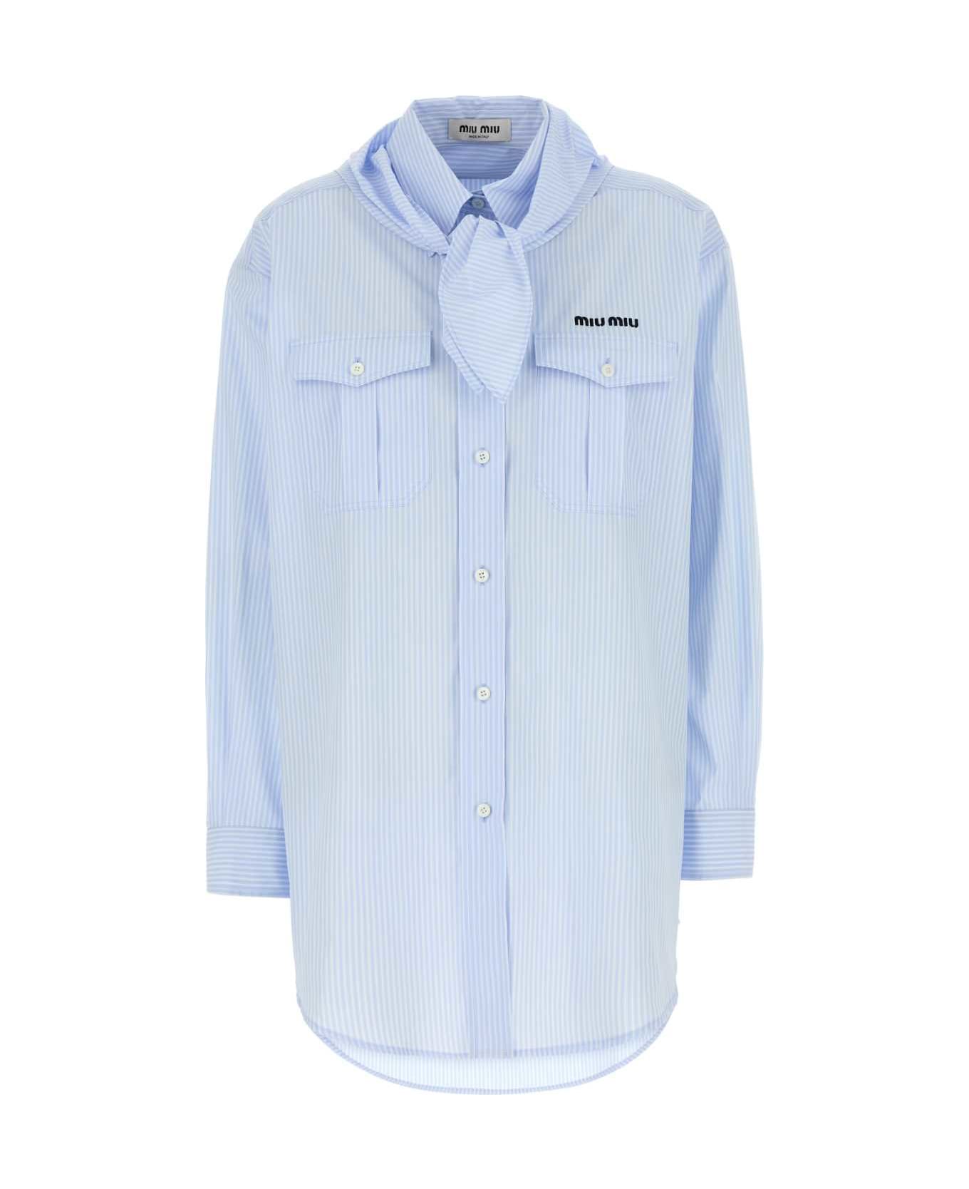 Miu Miu Embroidered Poplin Shirt - CIELO