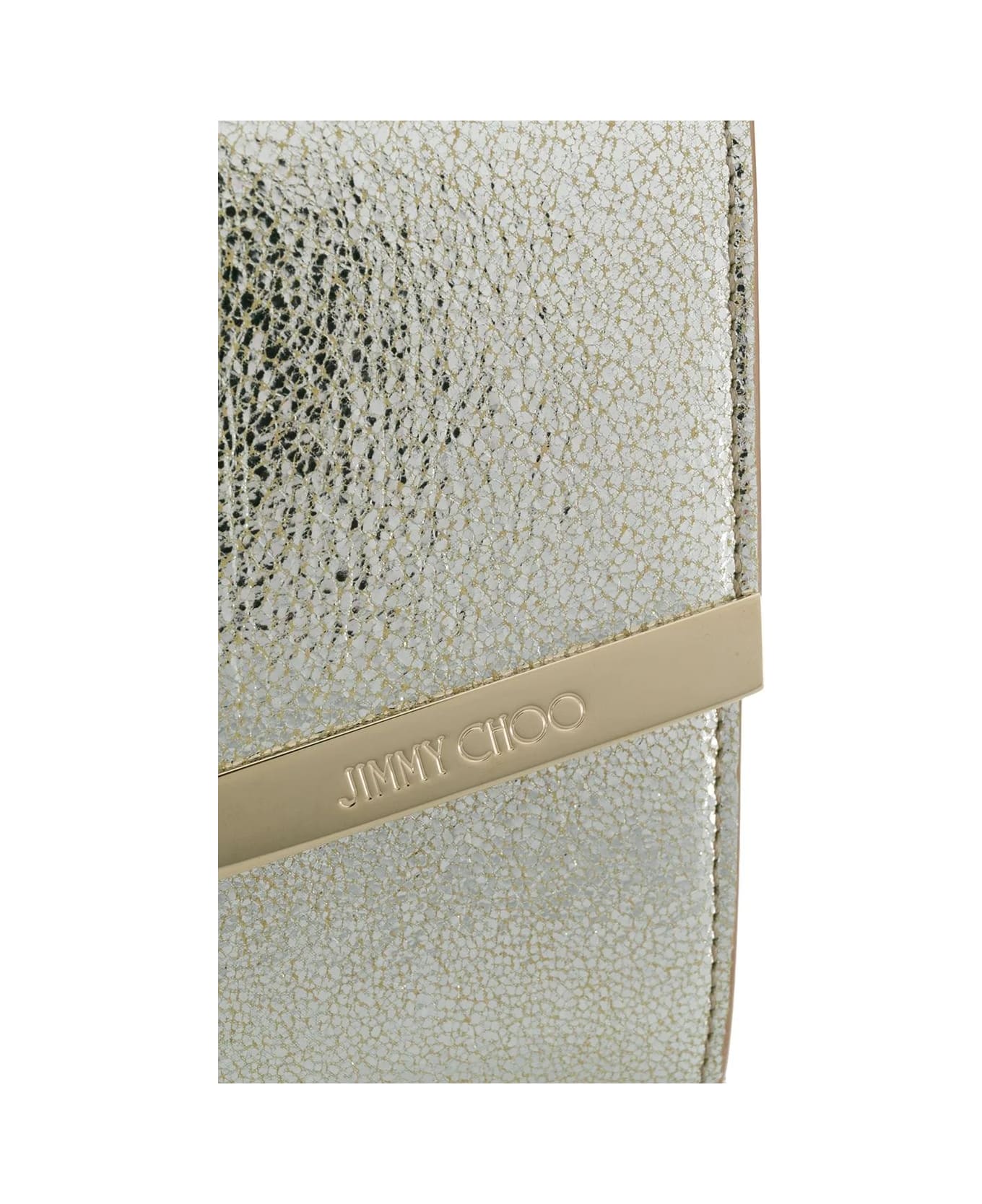 Jimmy Choo Emmie Clutch Bag In Champagne Leather With Glitter - White