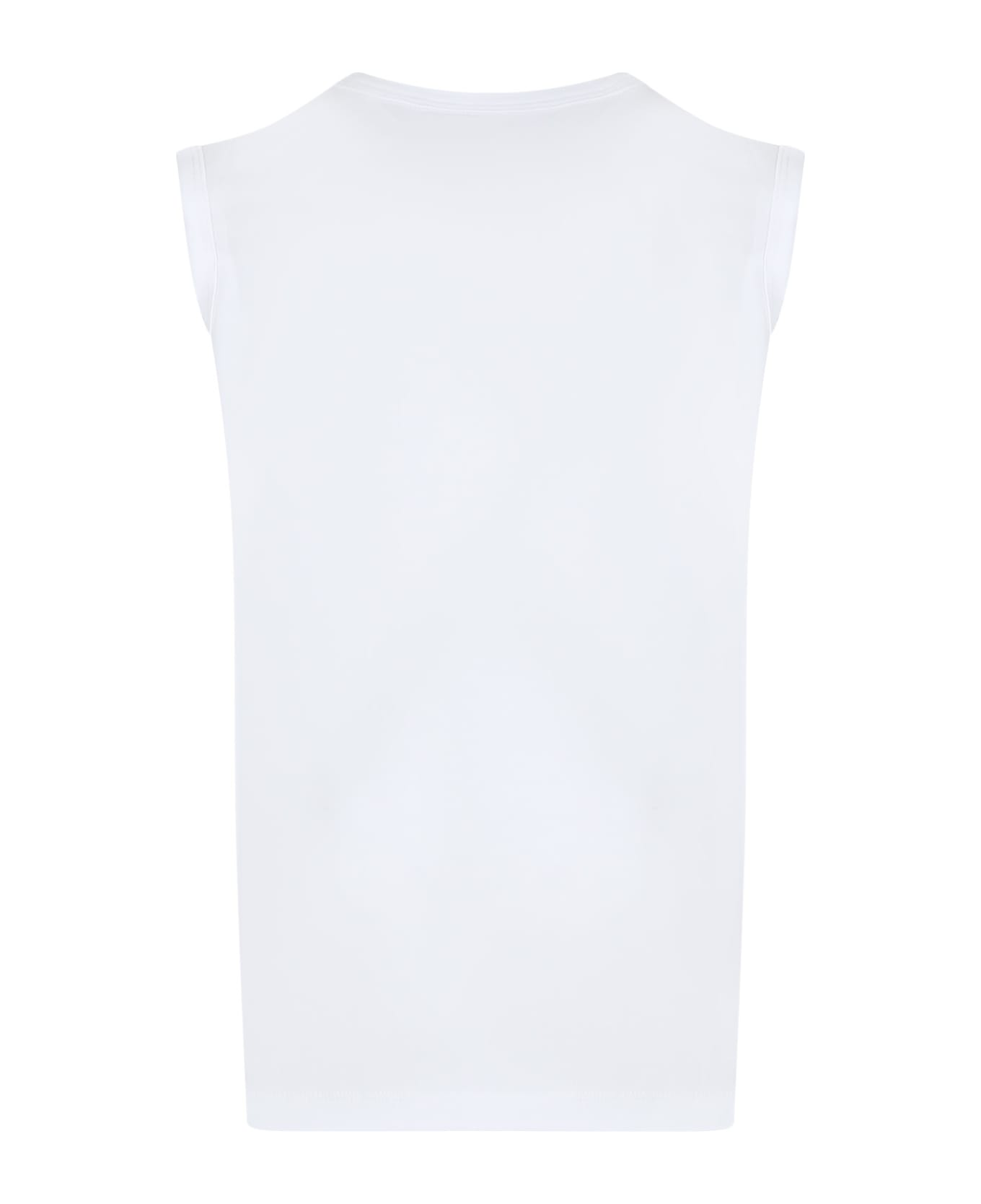 MM6 Maison Margiela White Tank Top For Girl With Logo - White