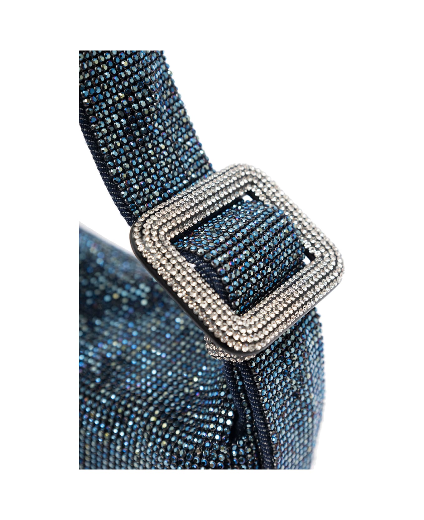 Benedetta Bruzziches 'vitty La Grande' Blue Shoulder Bag With Gem Embellishment In Rhinestone Mesh Woman - Blu ショルダーバッグ
