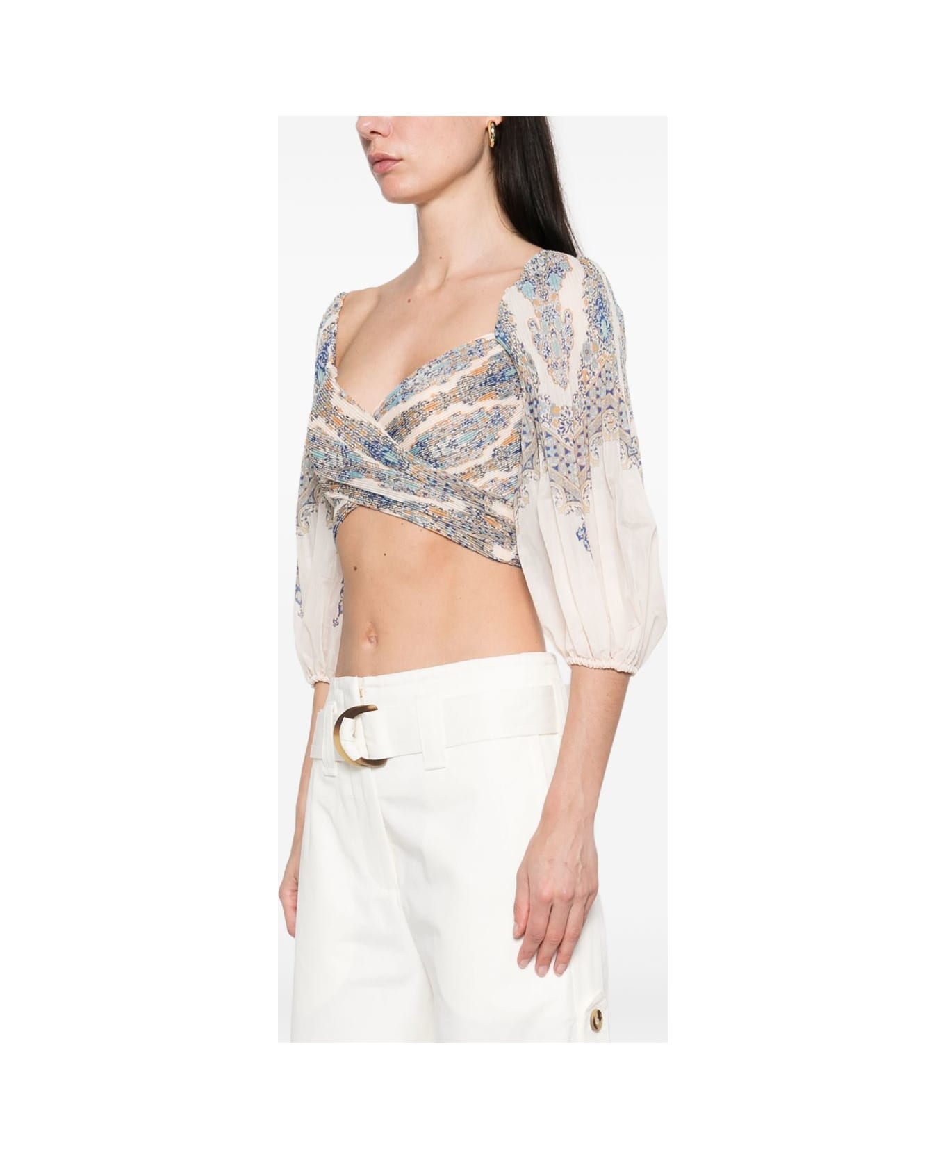 Zimmermann Printed Top - Clear Blue