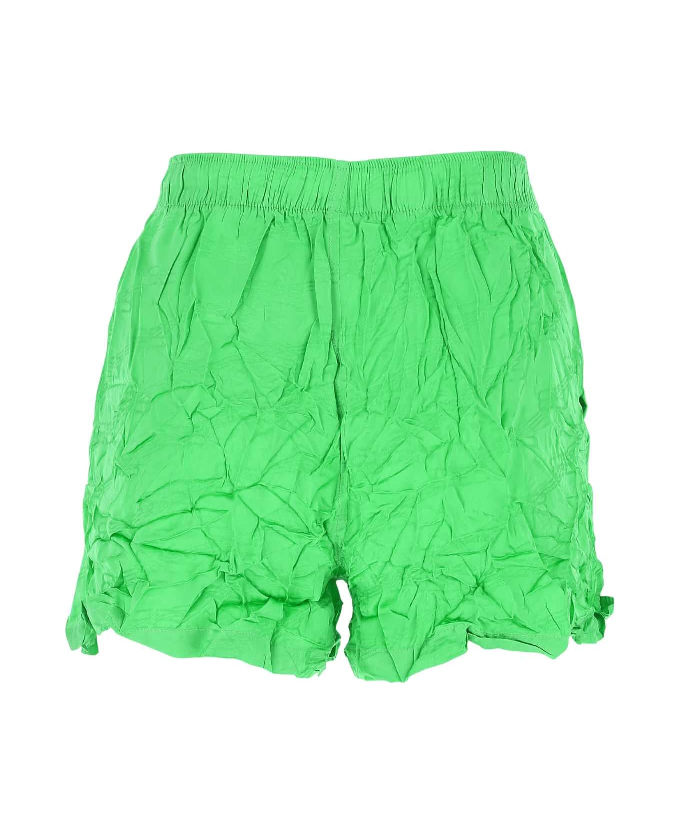 Balenciaga Fluo Green Viscose Shorts - 3076