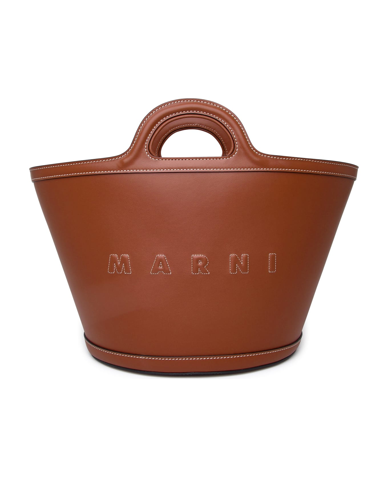 Marni Tropicalia Small Bag In Brown Leather - Brown トートバッグ