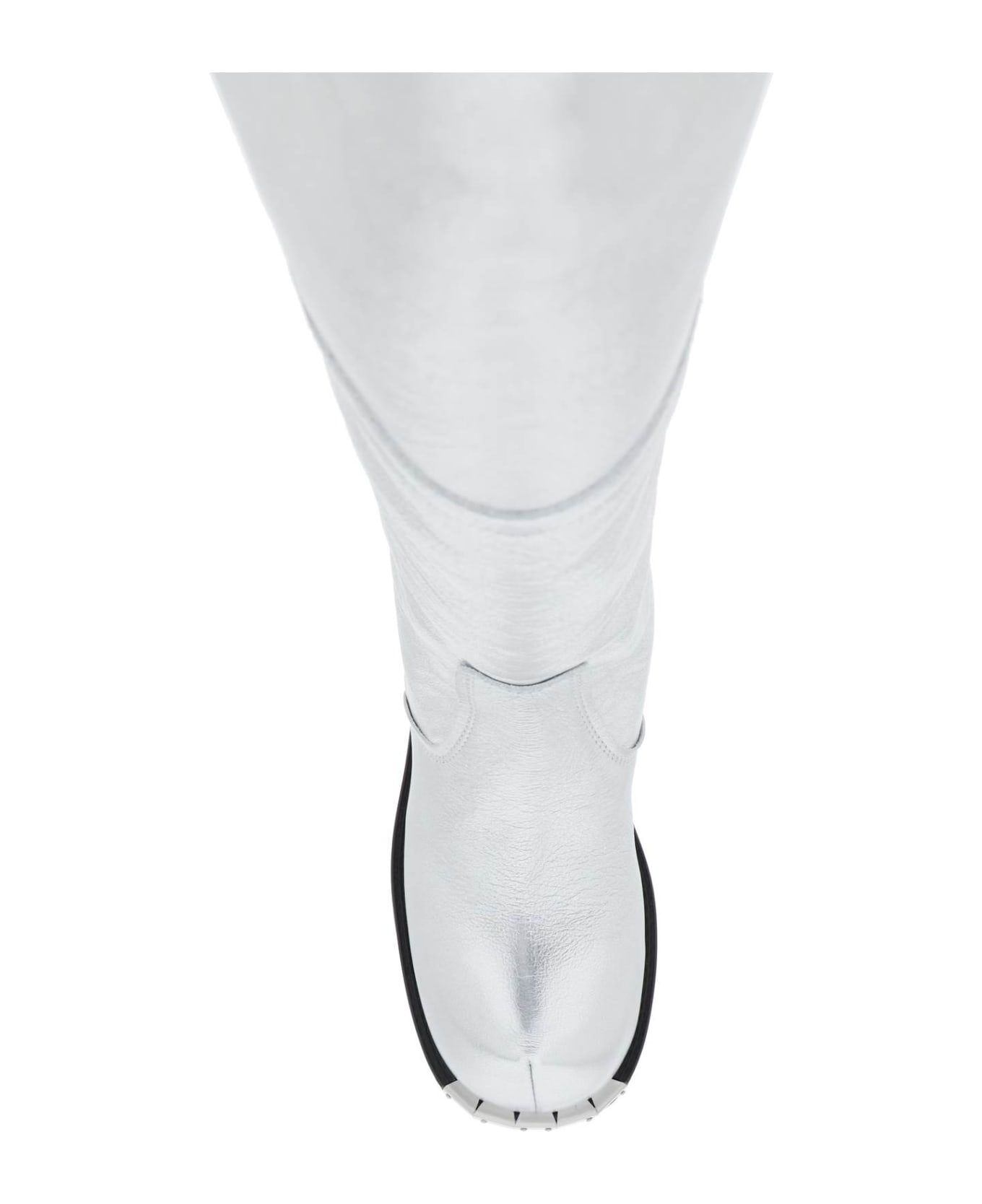 MM6 Maison Margiela Laminated Leather Boots - SILVER (Silver)