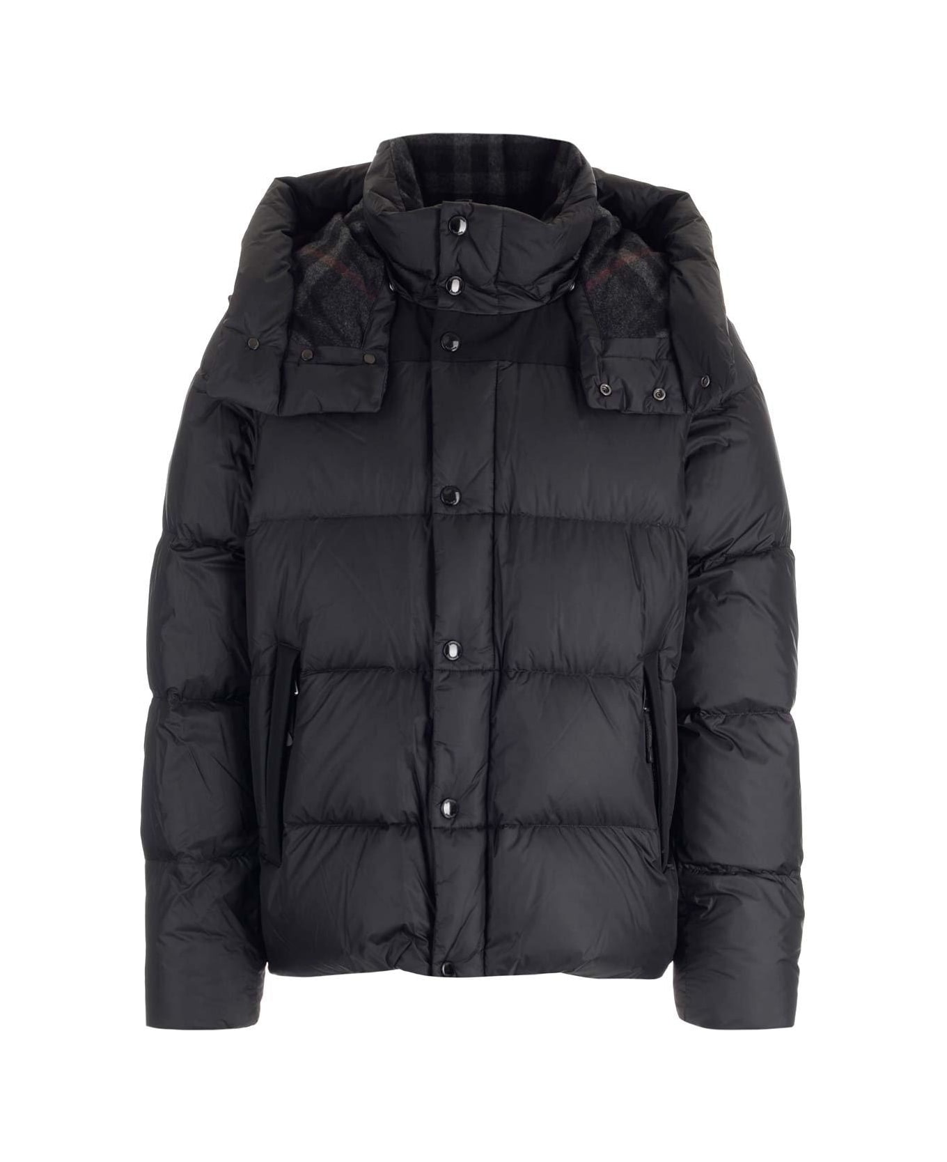 Burberry Logo Patch Hooded Puffer Jacket - Black