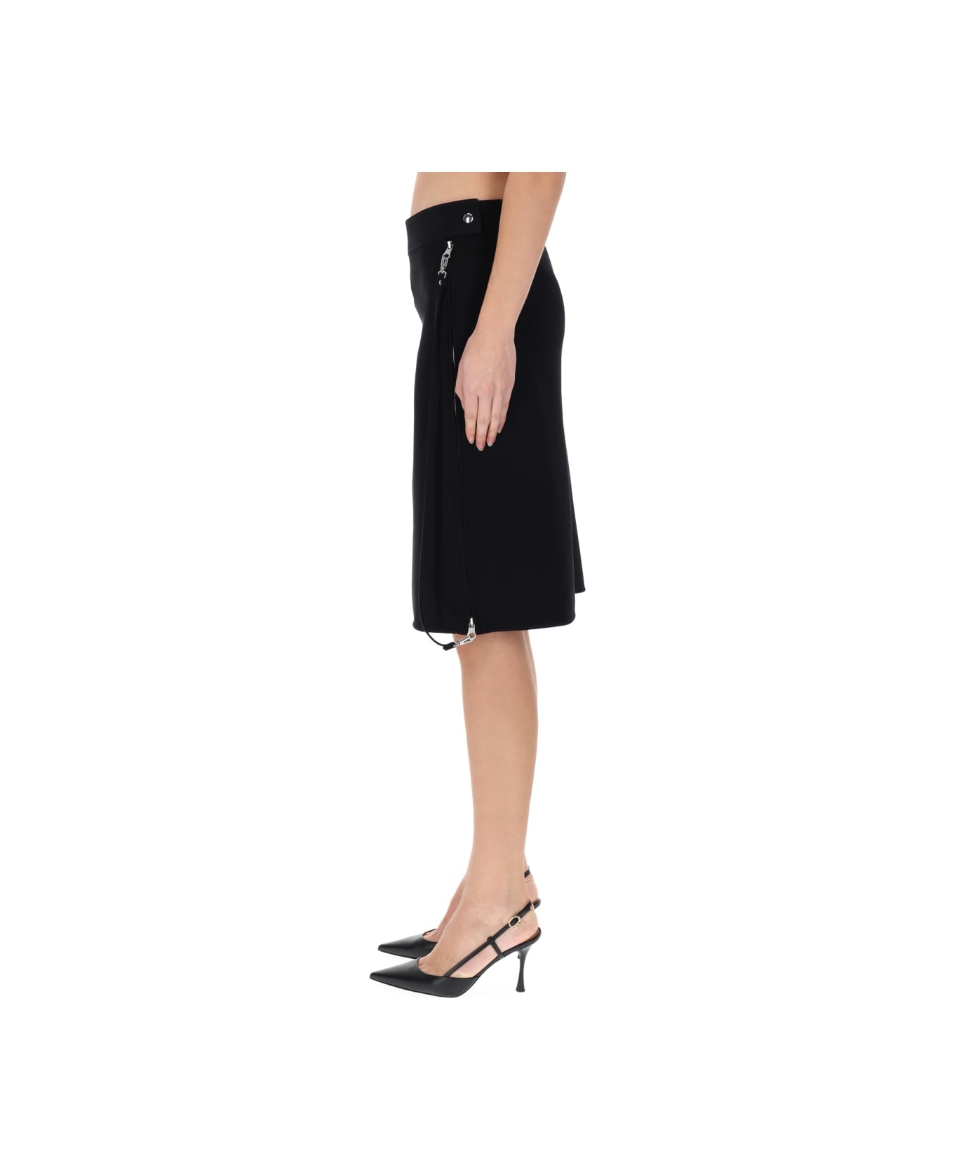 Courrèges Midi Skirt With Zipper - BLACK