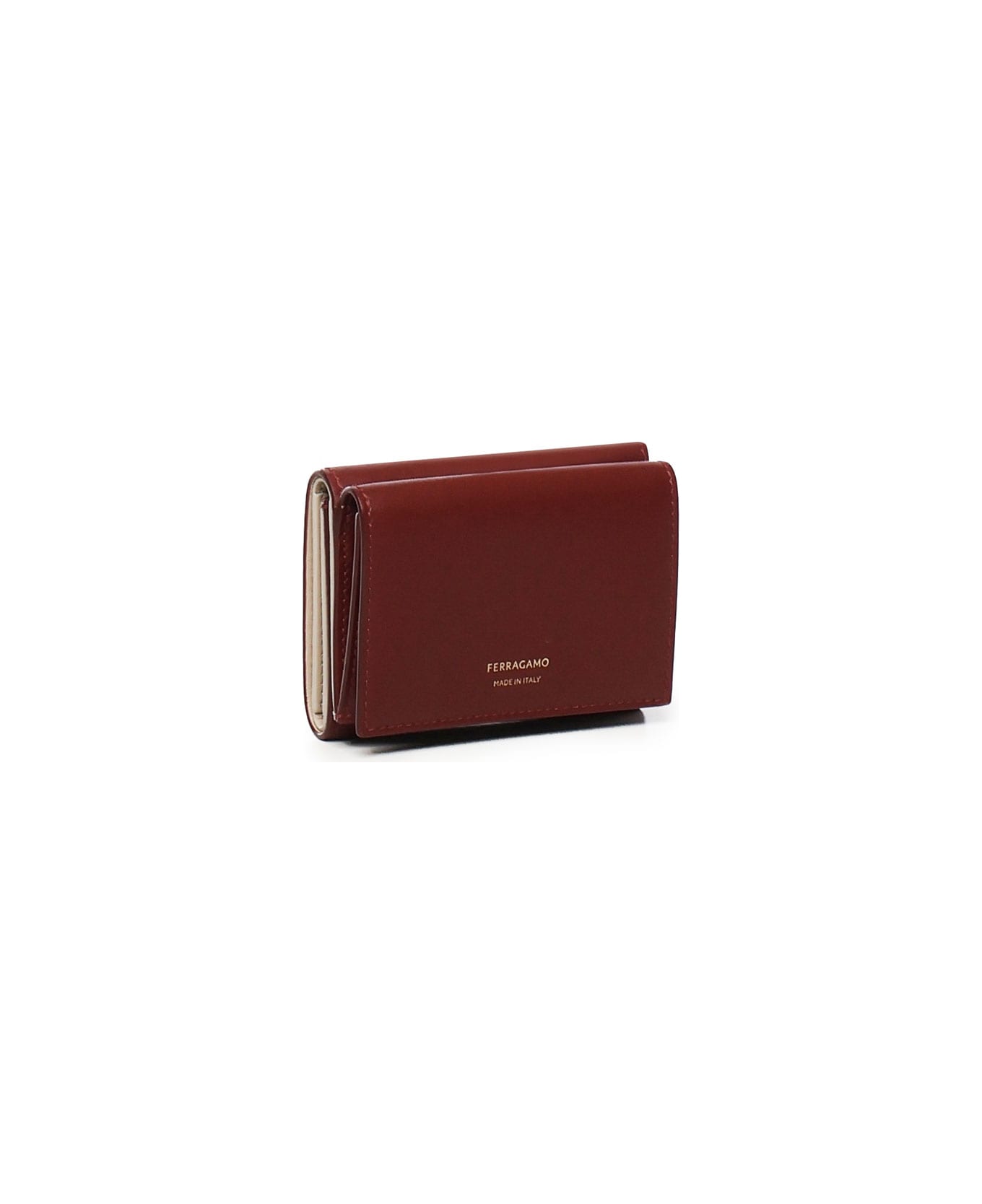 Ferragamo Two-tone Trifold Wallet - MARRONE, beige