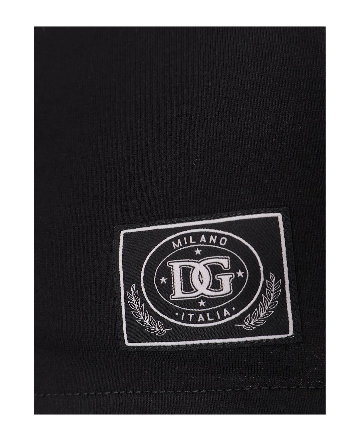 Dolce 
Gabbana Cotton T-shirt With Embossed Logo Embroidery - Black