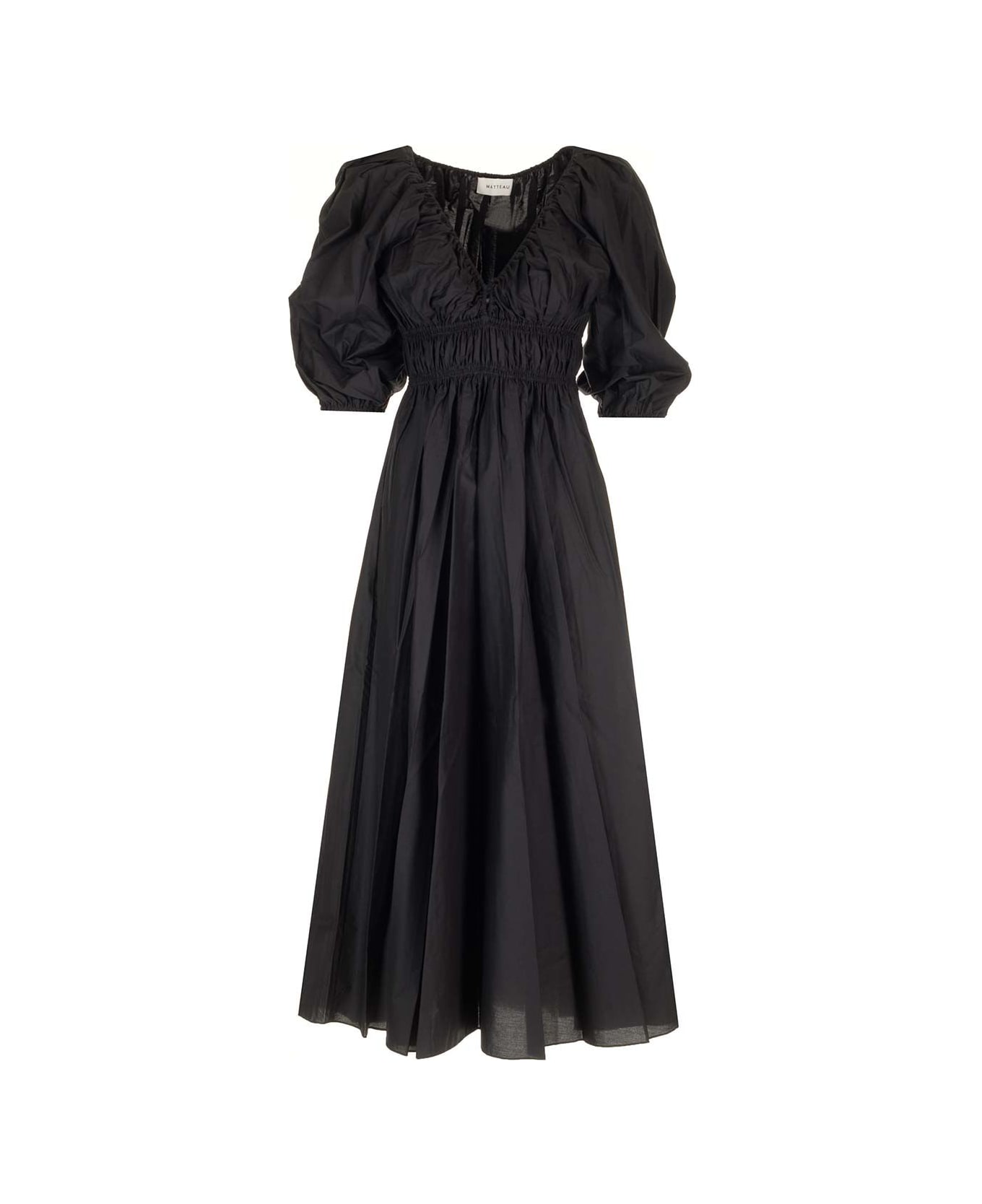 MATTEAU Cotton Voile Midi Dress - Black ワンピース＆ドレス