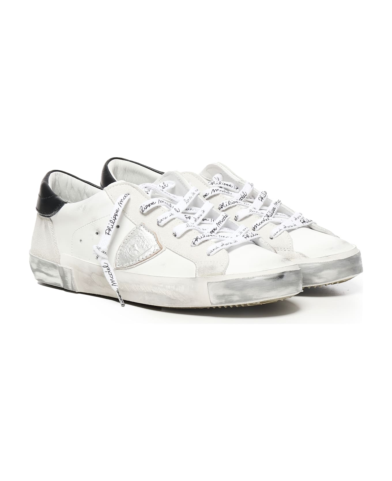 Philippe Model Prsx Low Sneakers - FOXY LAMINE''_BLANC ARGENT
