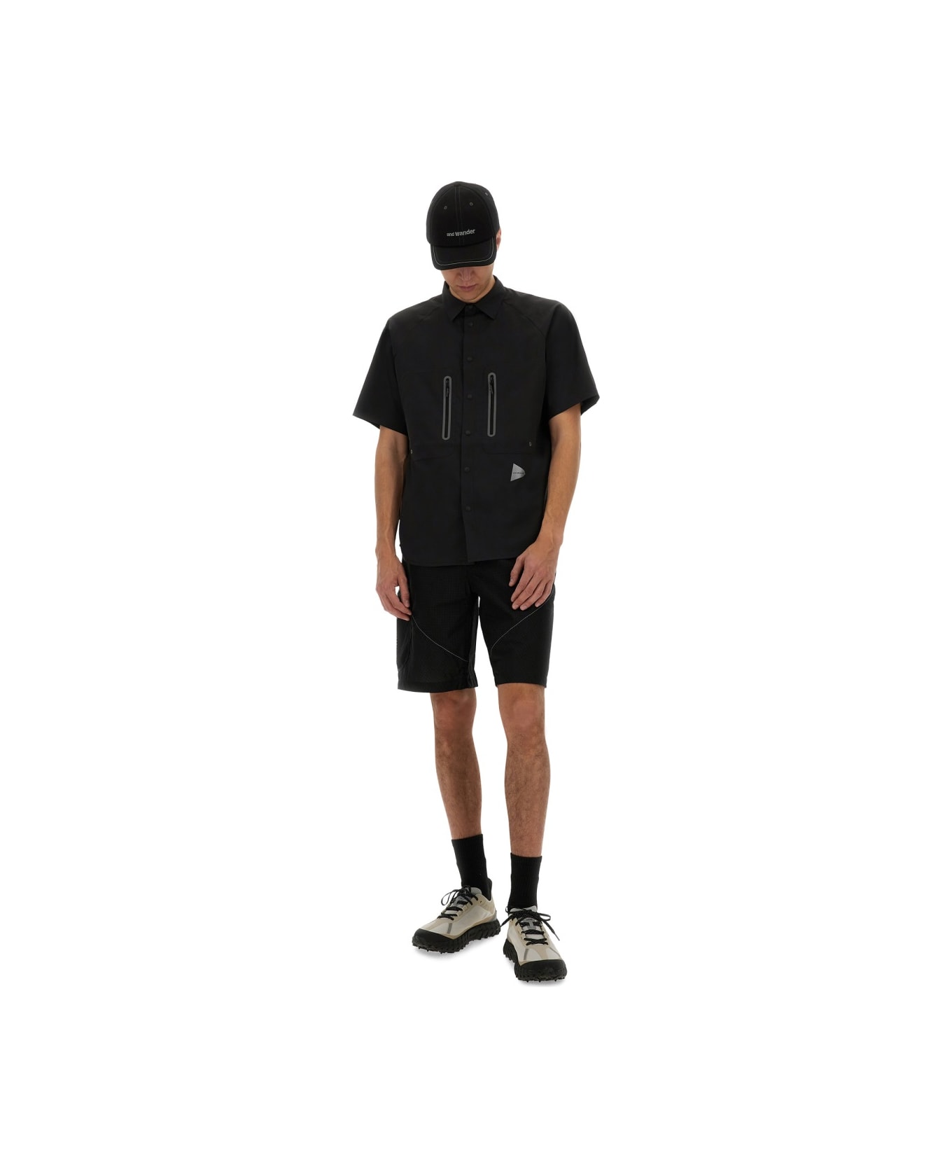 And Wander Shirt With Logo - BLACK
