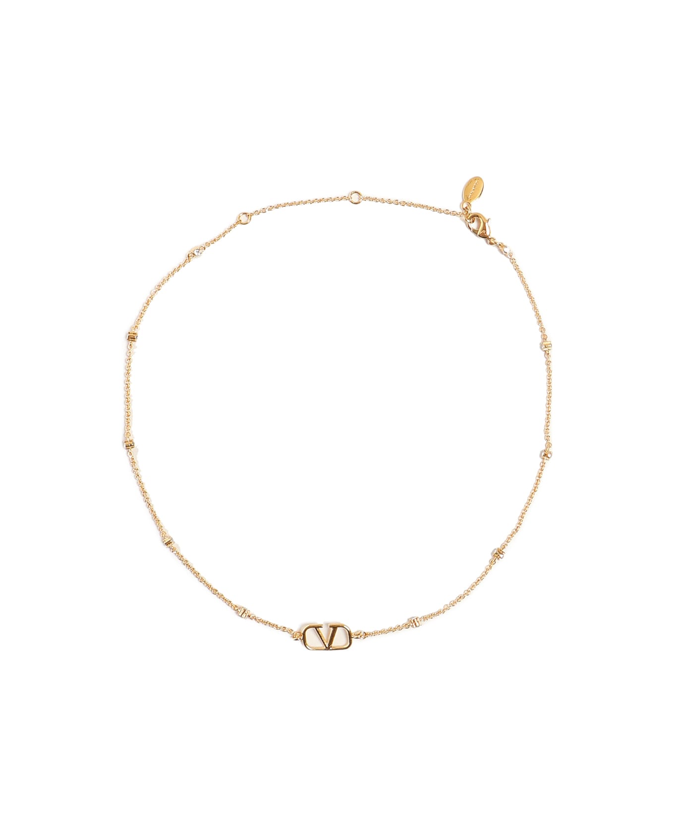 Valentino Garavani Vlogo Signature Necklace With Swarovski® Crystals - Golden