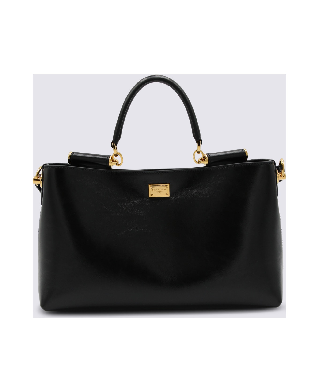 Dolce & Gabbana Black Leather My Sicily Shoulder Bag - Black
