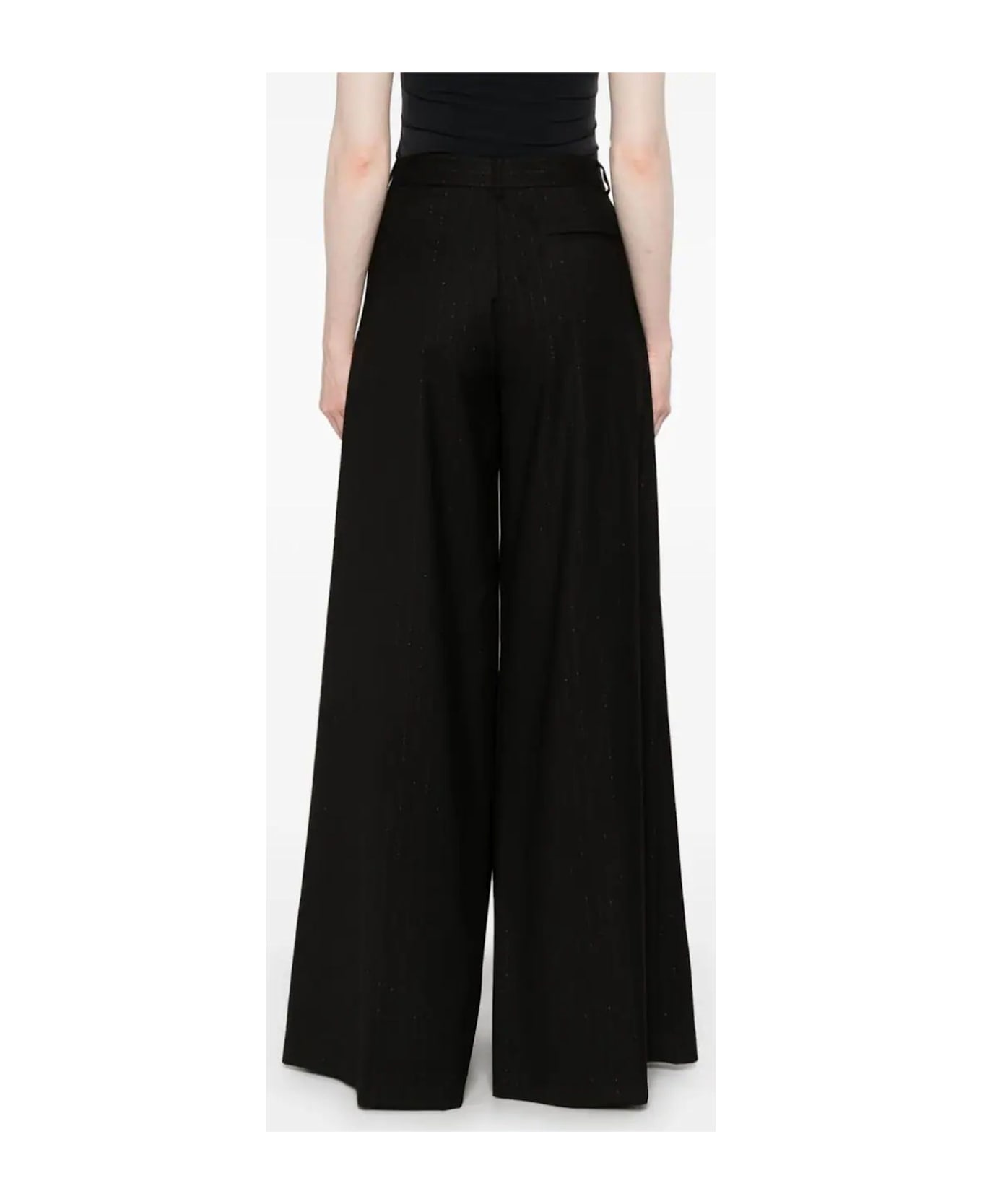 The Andamane Black Pinstriped Trousers - Black