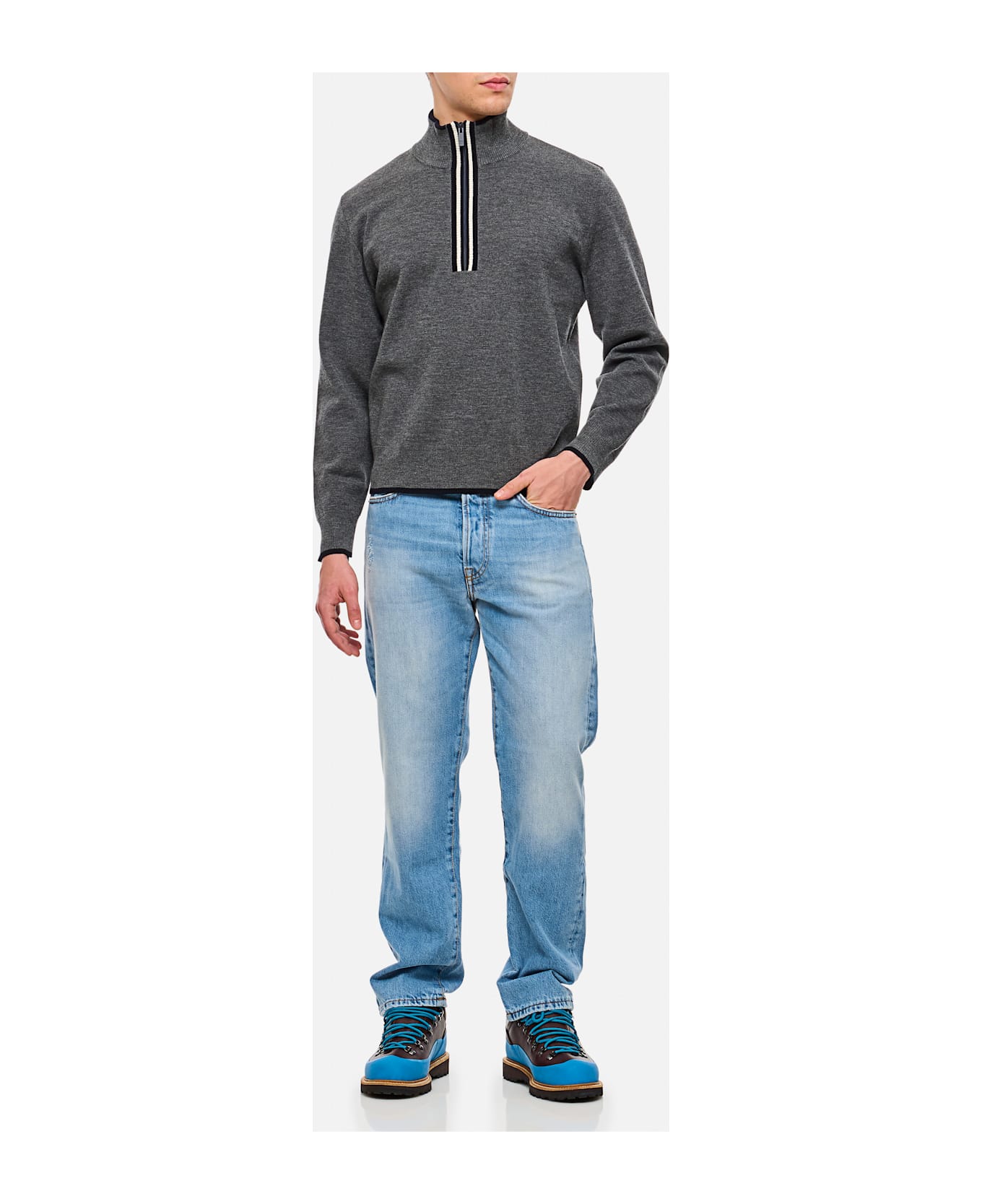 Thom Browne Half Zip Pullover - Grey