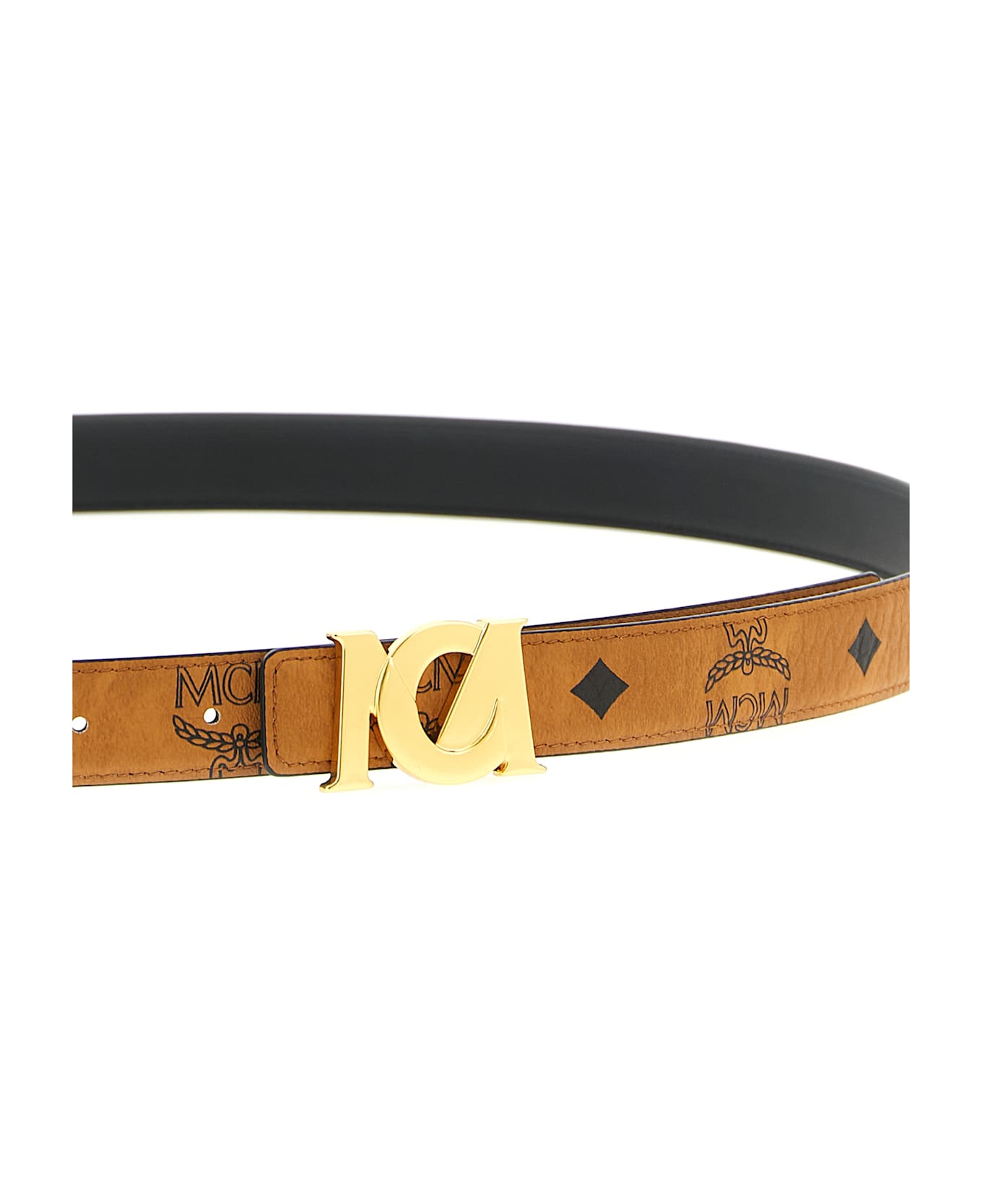 MCM Logo Buckle Belt - Brown