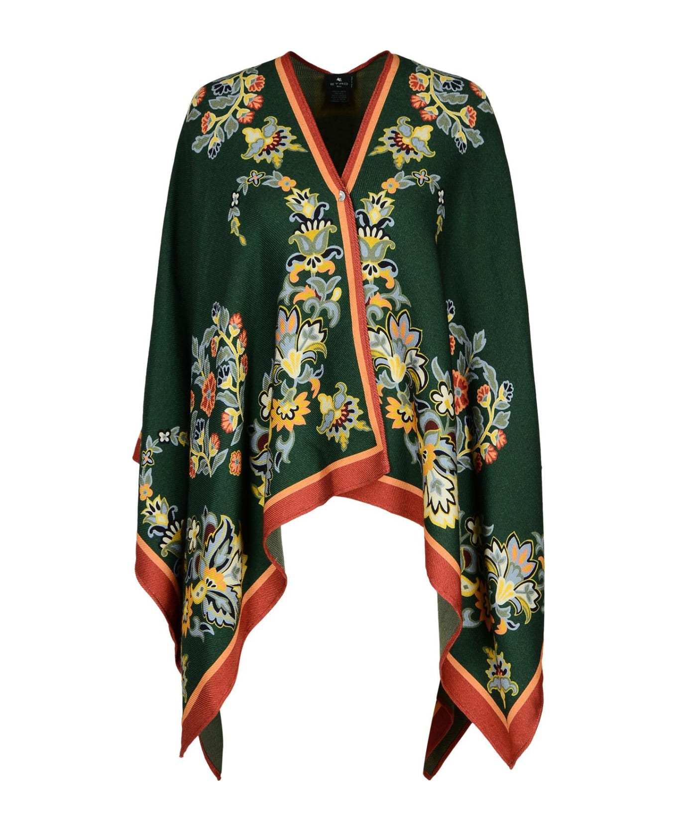 Etro Green Wool Blend Cape - MULTICOLOUR